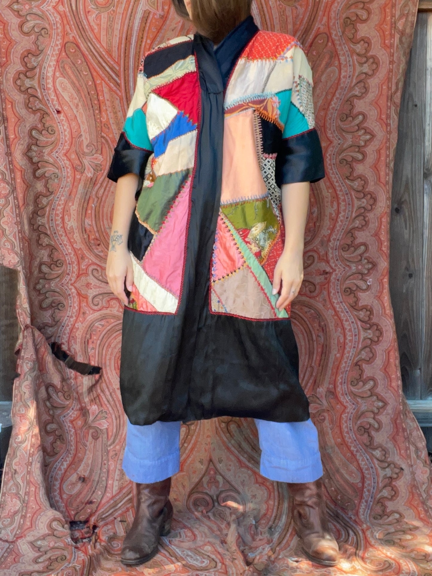 1930s Deco Kimono Style Crazy Quilt Coat
