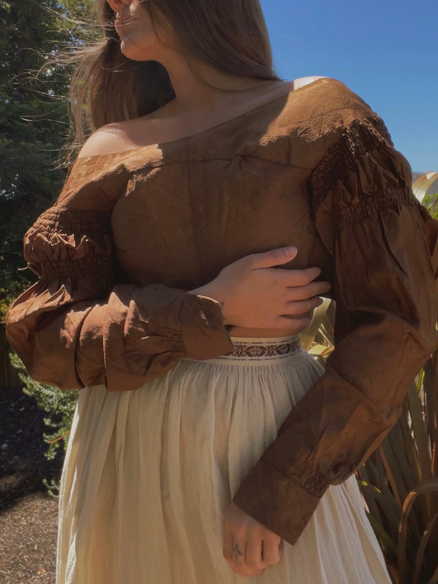 1840s Oak Leaf Silk Bodice