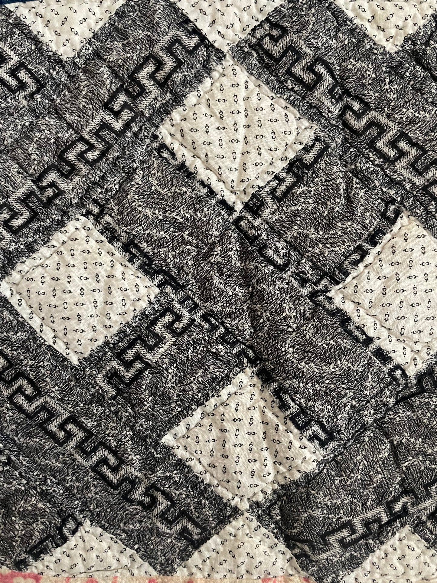 Early 1900s Calico Patchwork Hand Stitched Quilt
