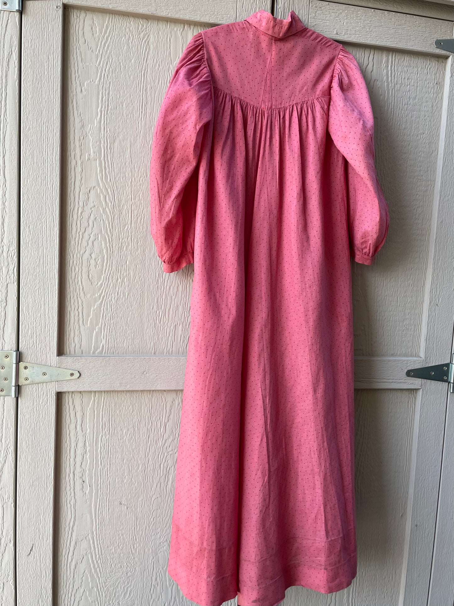 Late 1800s Cinnamon Pink Calico Wrapper Gown