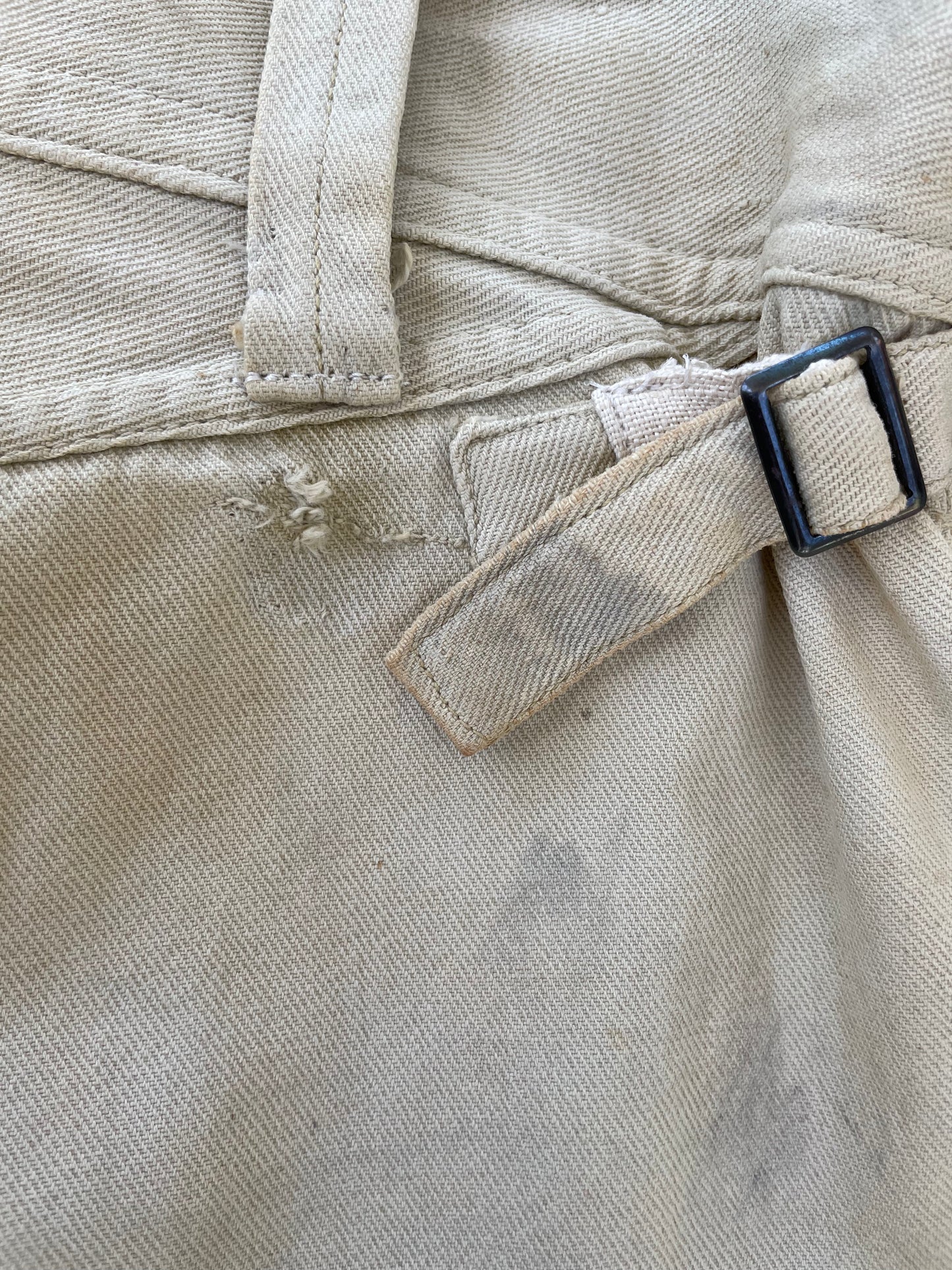 1930s Side Cinch Denim Button Fly Workwear