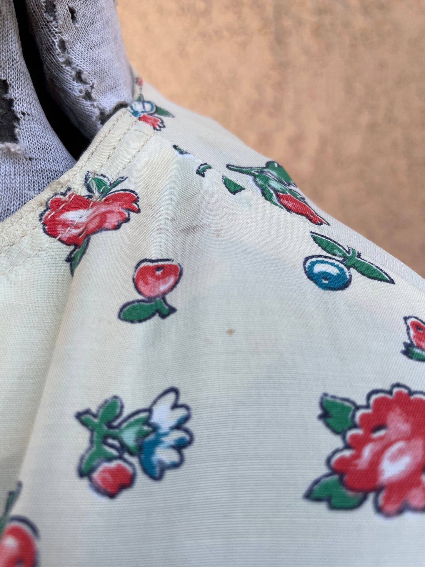 RARE 1940s 'Gay Gibson' Chevron Striped Flora Coldl Rayon Dress