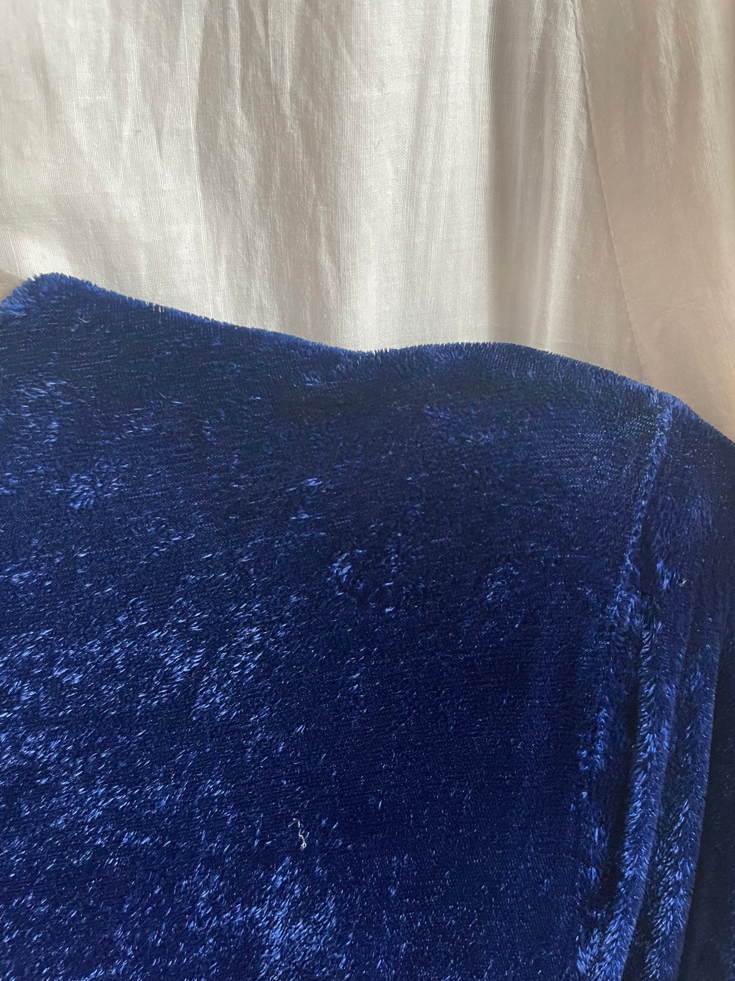 1940s Royal Blue Crushed Velvet Hostess Gown