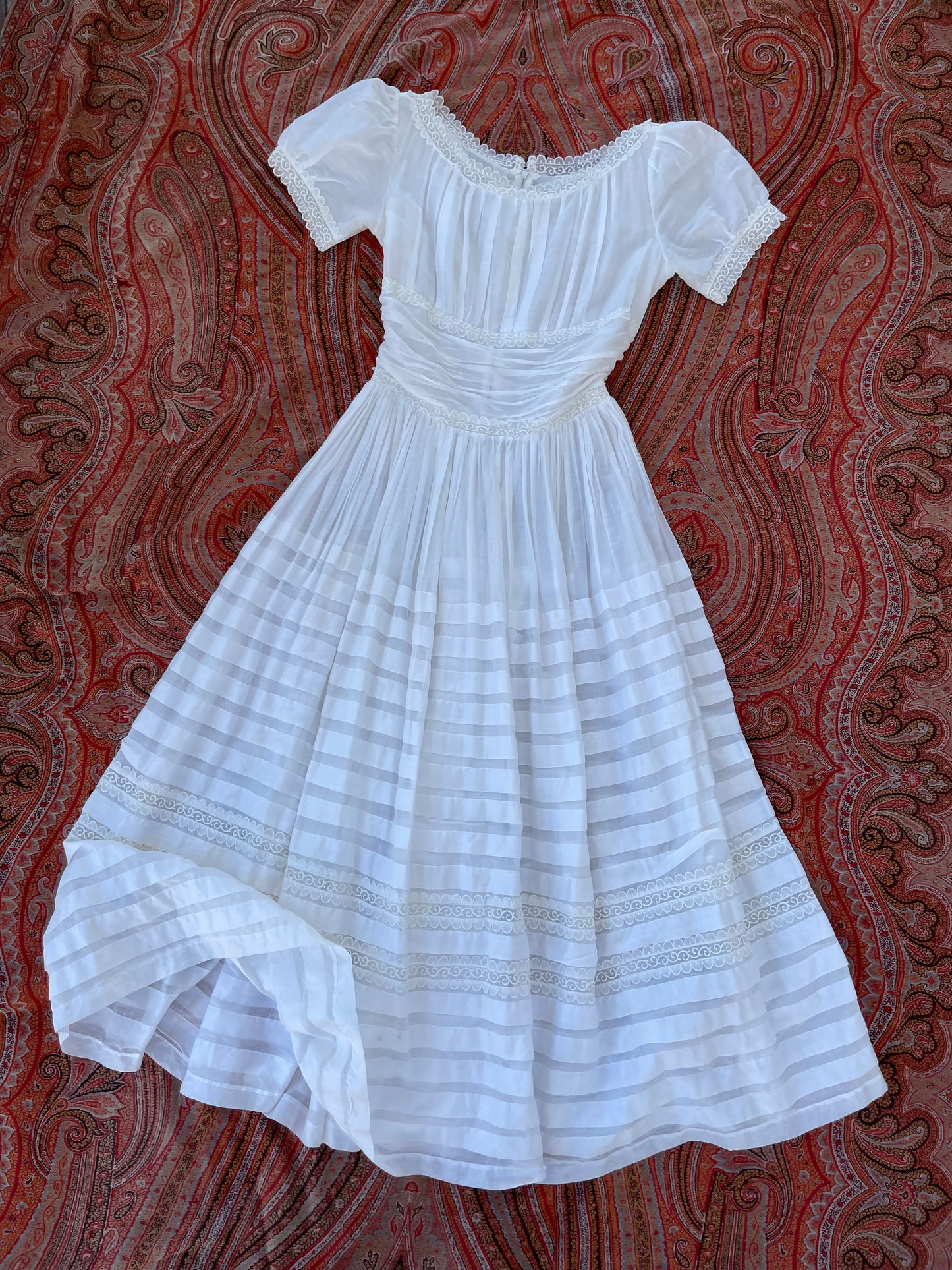 1940s Shirred Cotton Prairie Dress