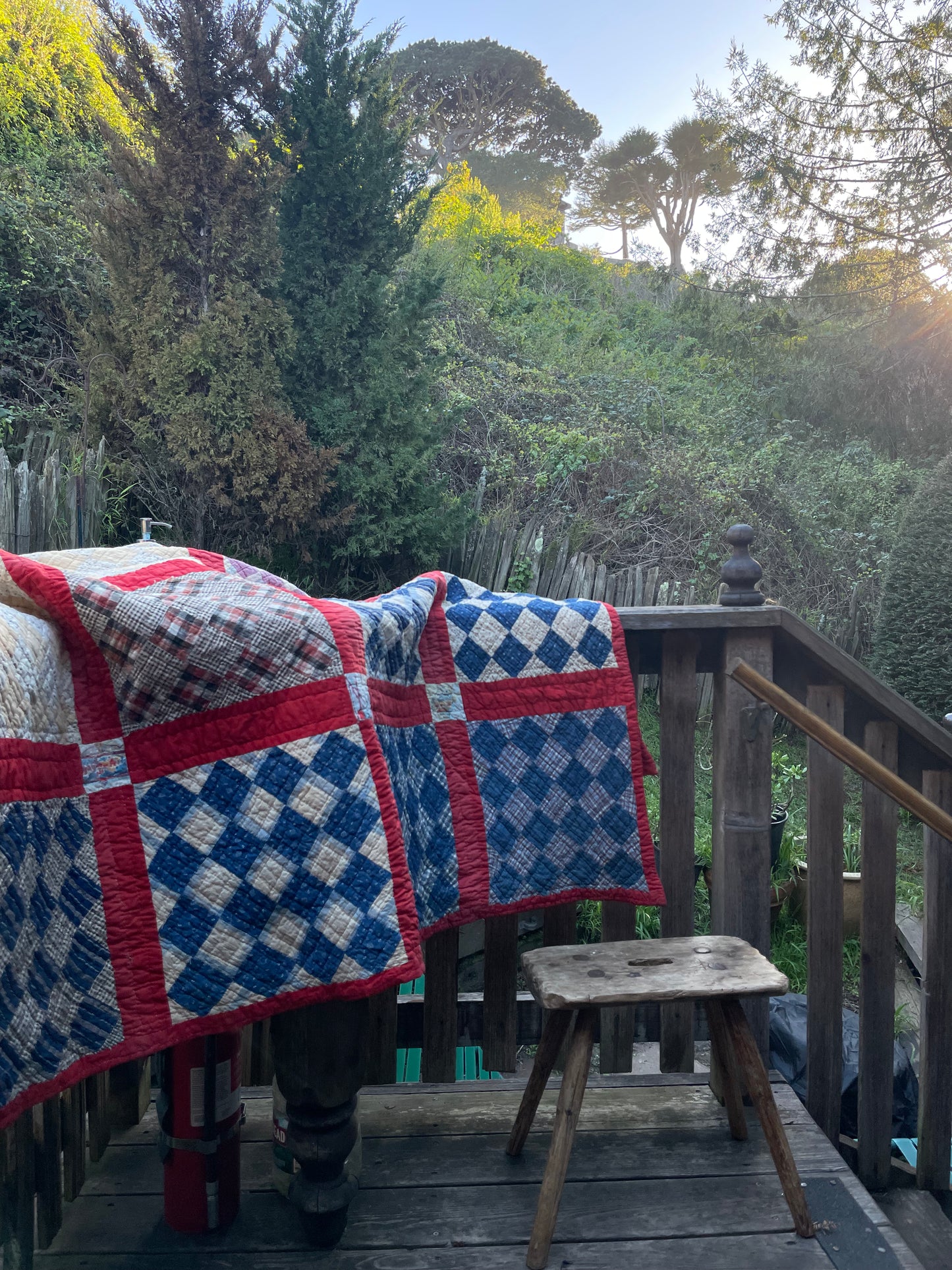 Antique 16 Calico Patch On Point Calico Hand Stitched Quilt