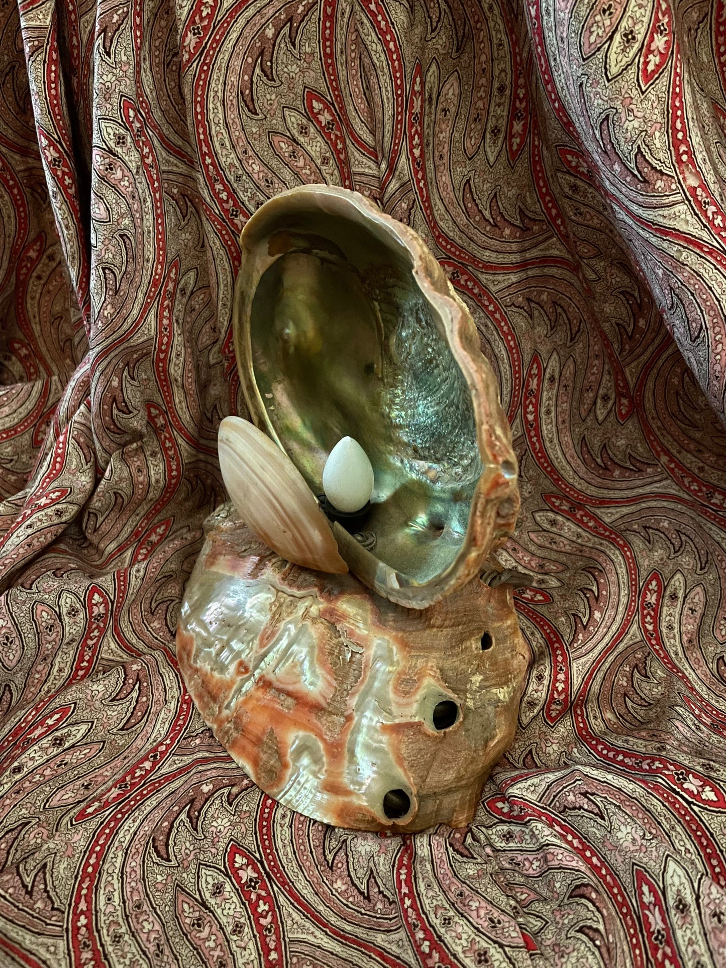 Antique 1930s Abalone Shell Art Nouveau Table Top Lamp