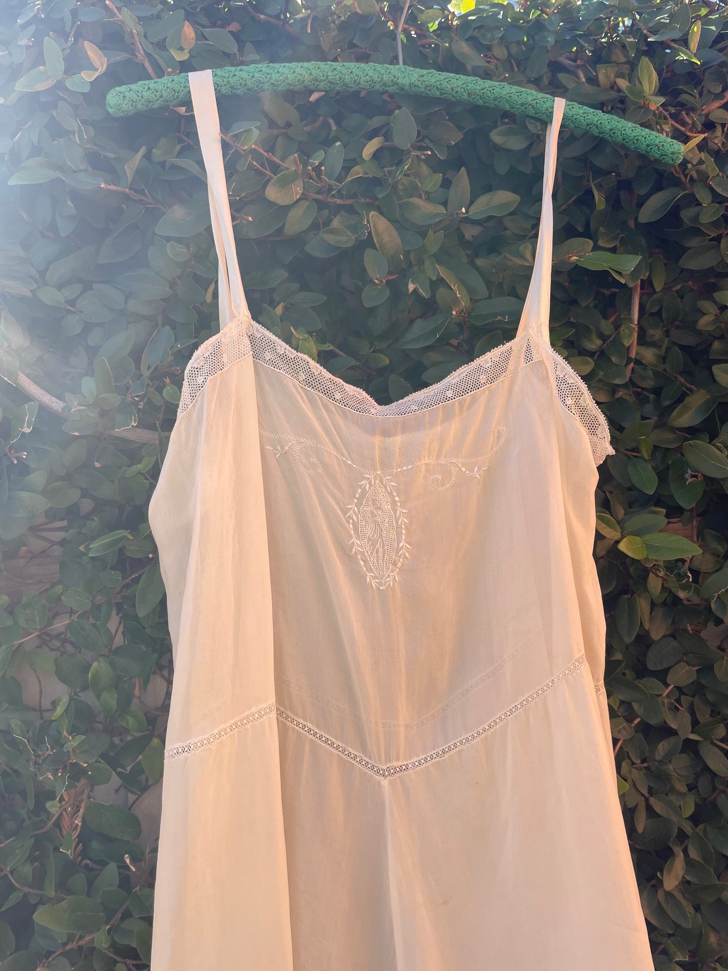 1920s Embroidered Silk Step In Romper