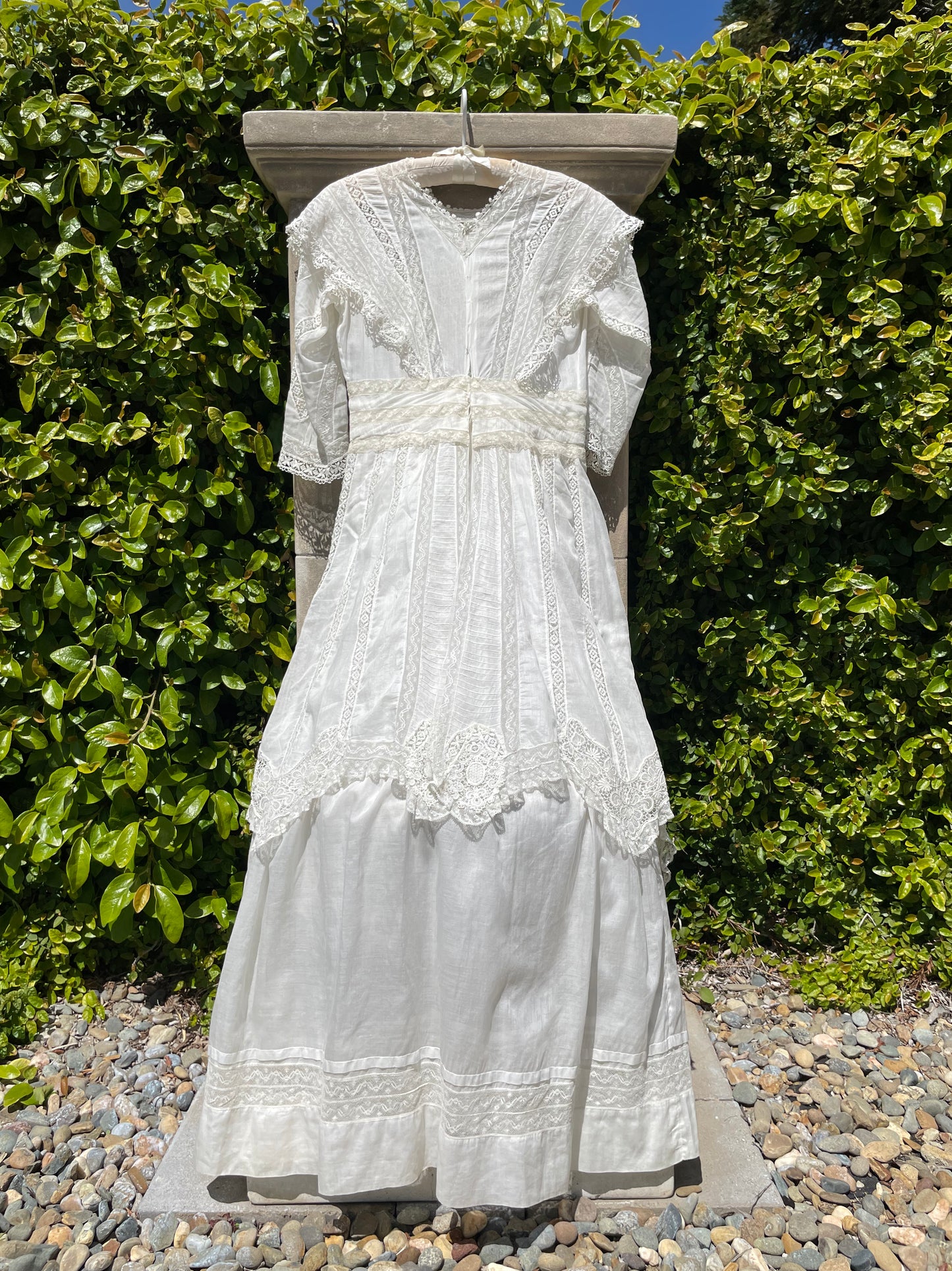 Edwardian Cotton Lawn Lace Trim Capelet Day Dress