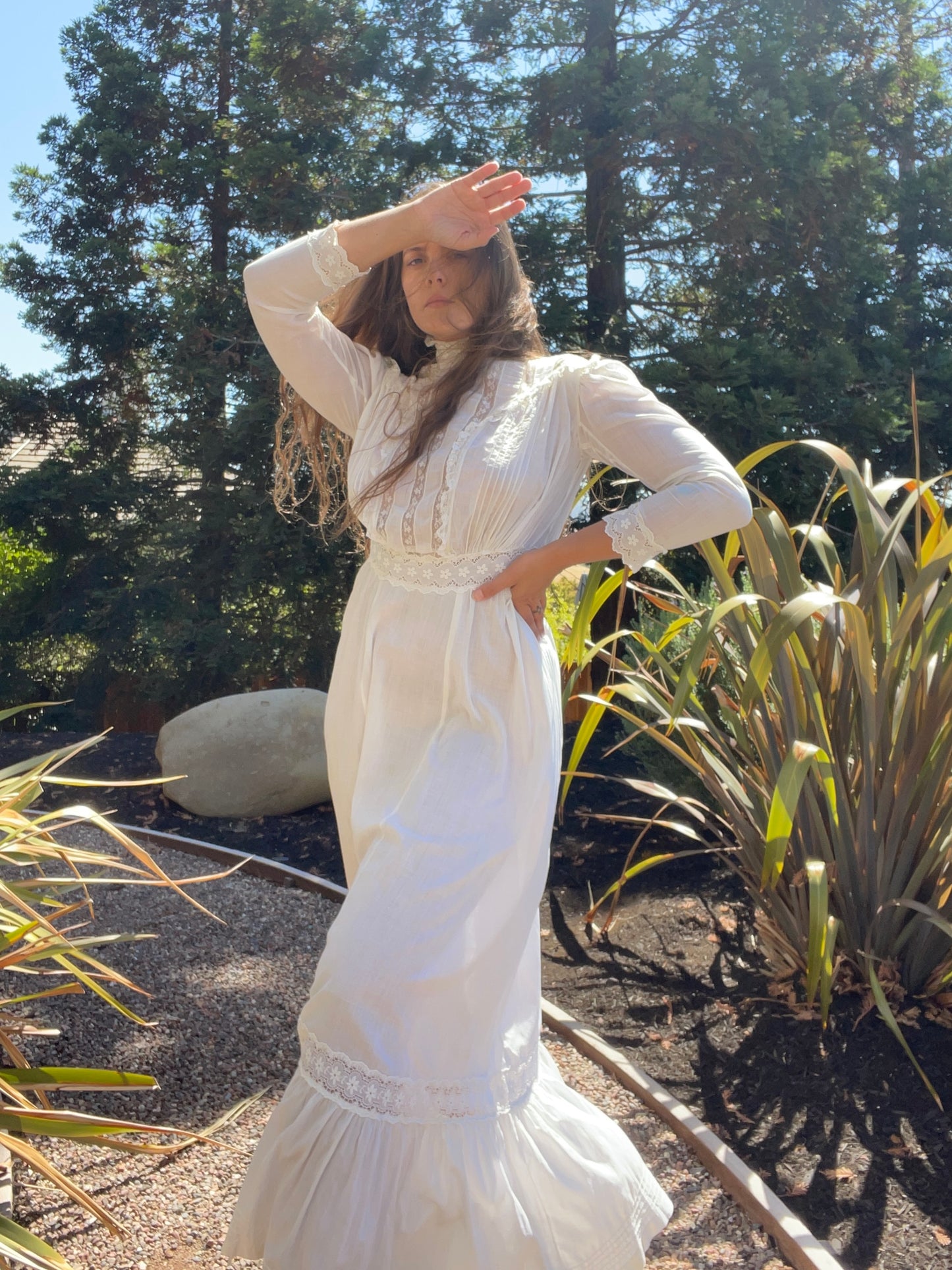 Edwardian Cotton Lawn Eyelet Prairie Dress