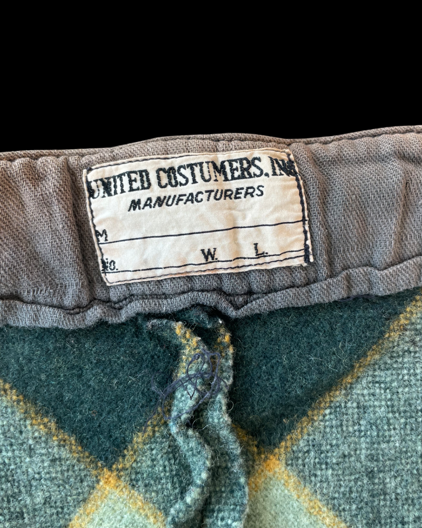 1930s Argyle Wool Fall Front Costume Pants