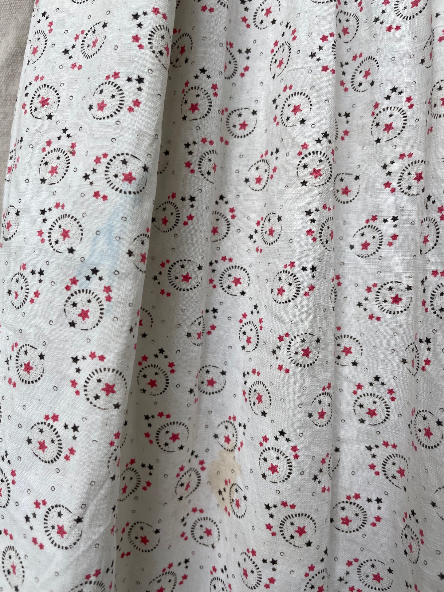 1890s Celestial Printed Calico Mutton Sleeve Wrapper Dress