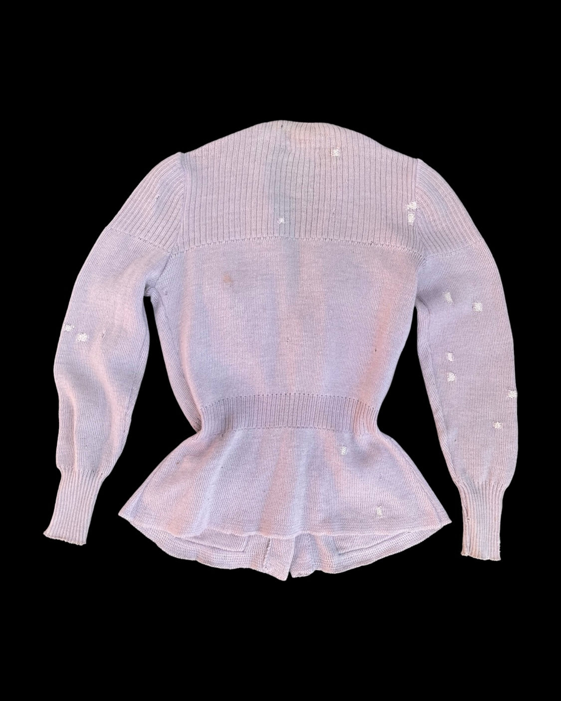 1930s Lilac Wool Knit Womens Pocket Cardigan