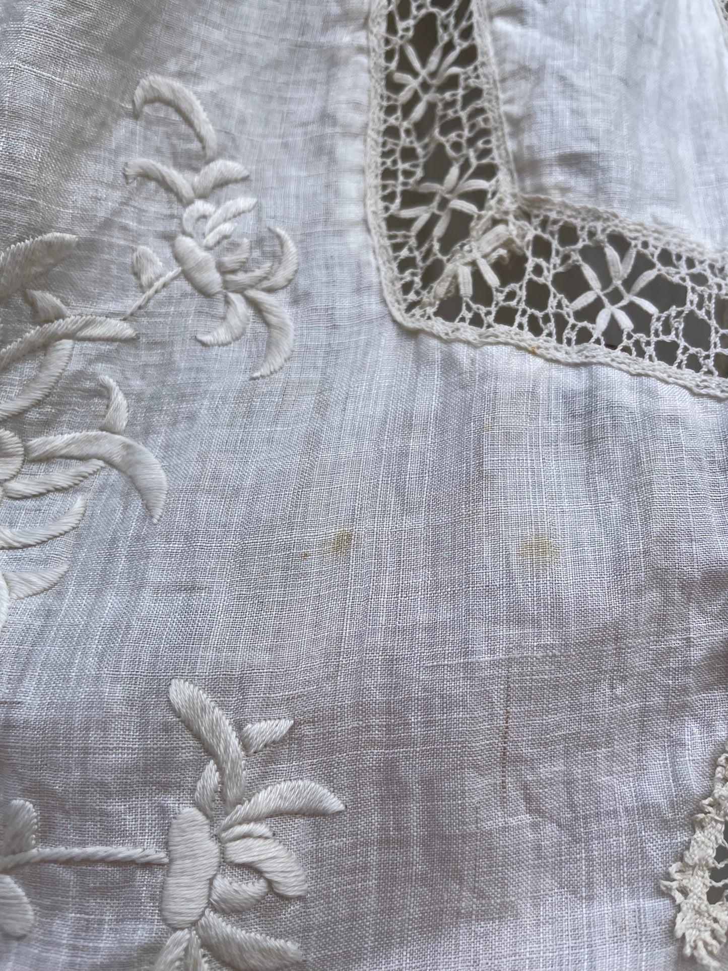 Rare Edwardian Densely Embroidered Silk/Linen Wedding Gown