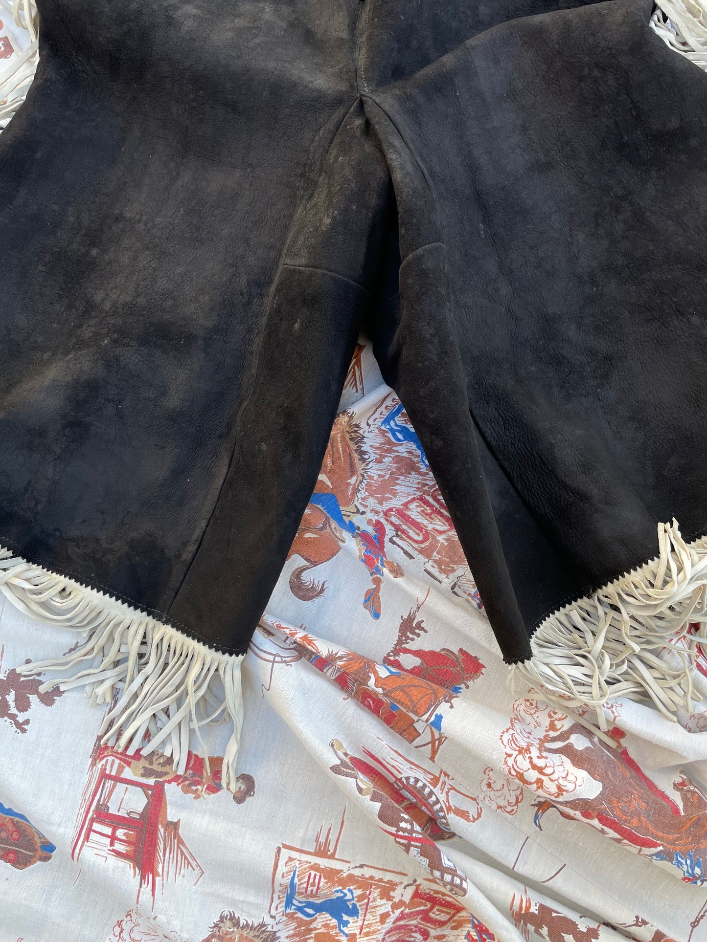 1940s Suede Lace Up Cowgirl Split Skirt Ensemble