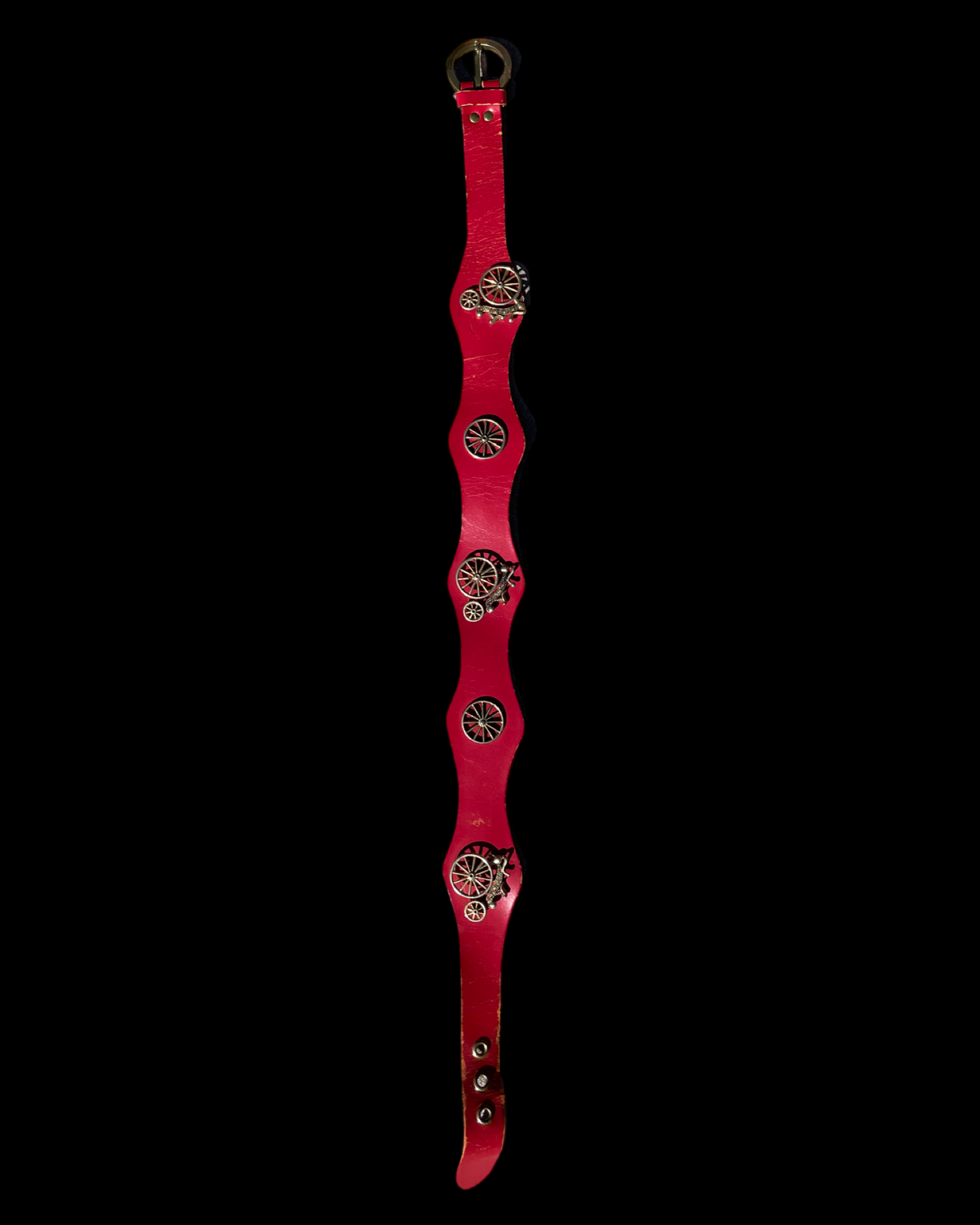 Rare 1950s Red Leather Novelty Articulating Antique Bicycle Belt