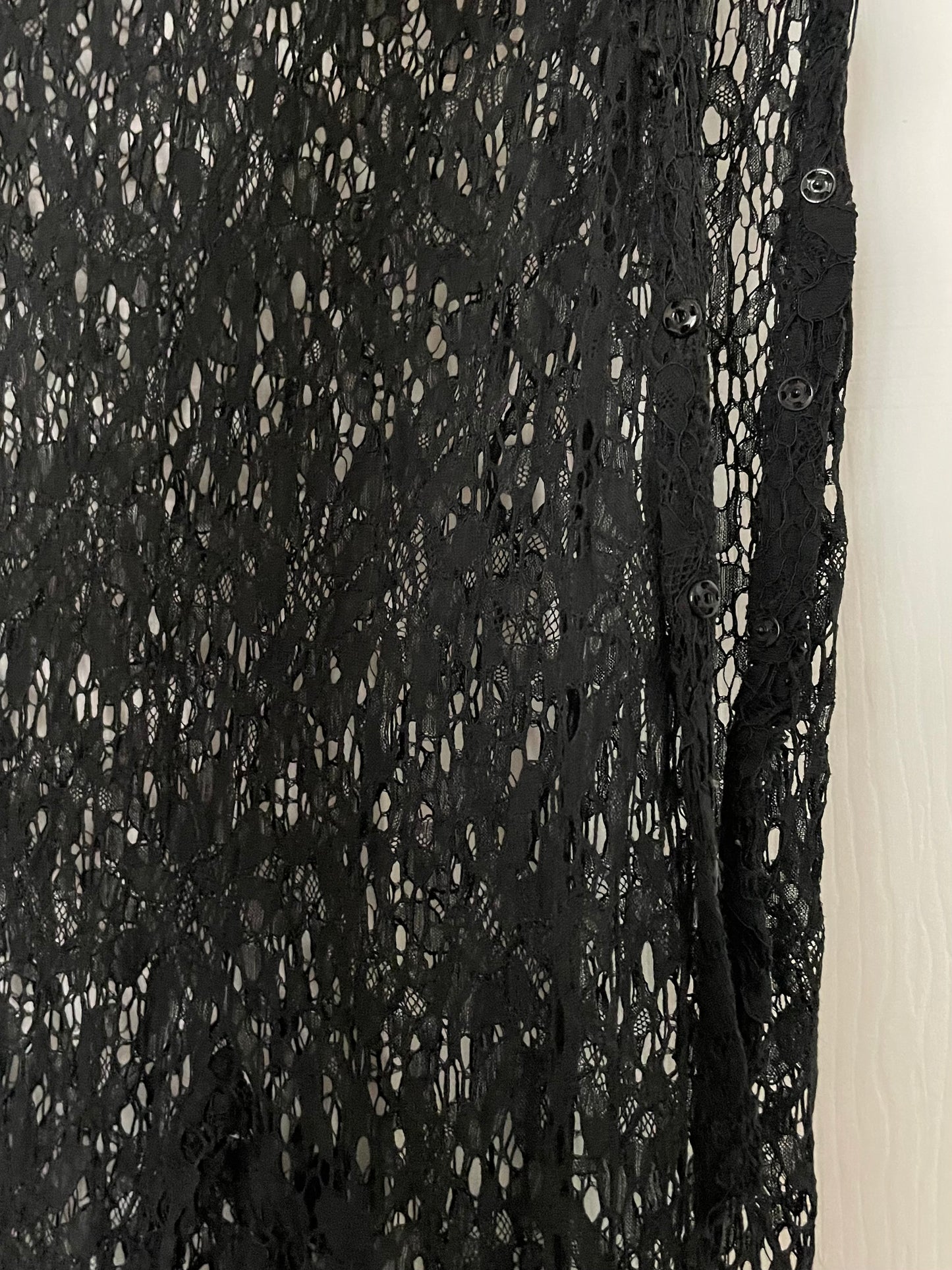 1930s Black Floral Lace Gored Skirt Dress