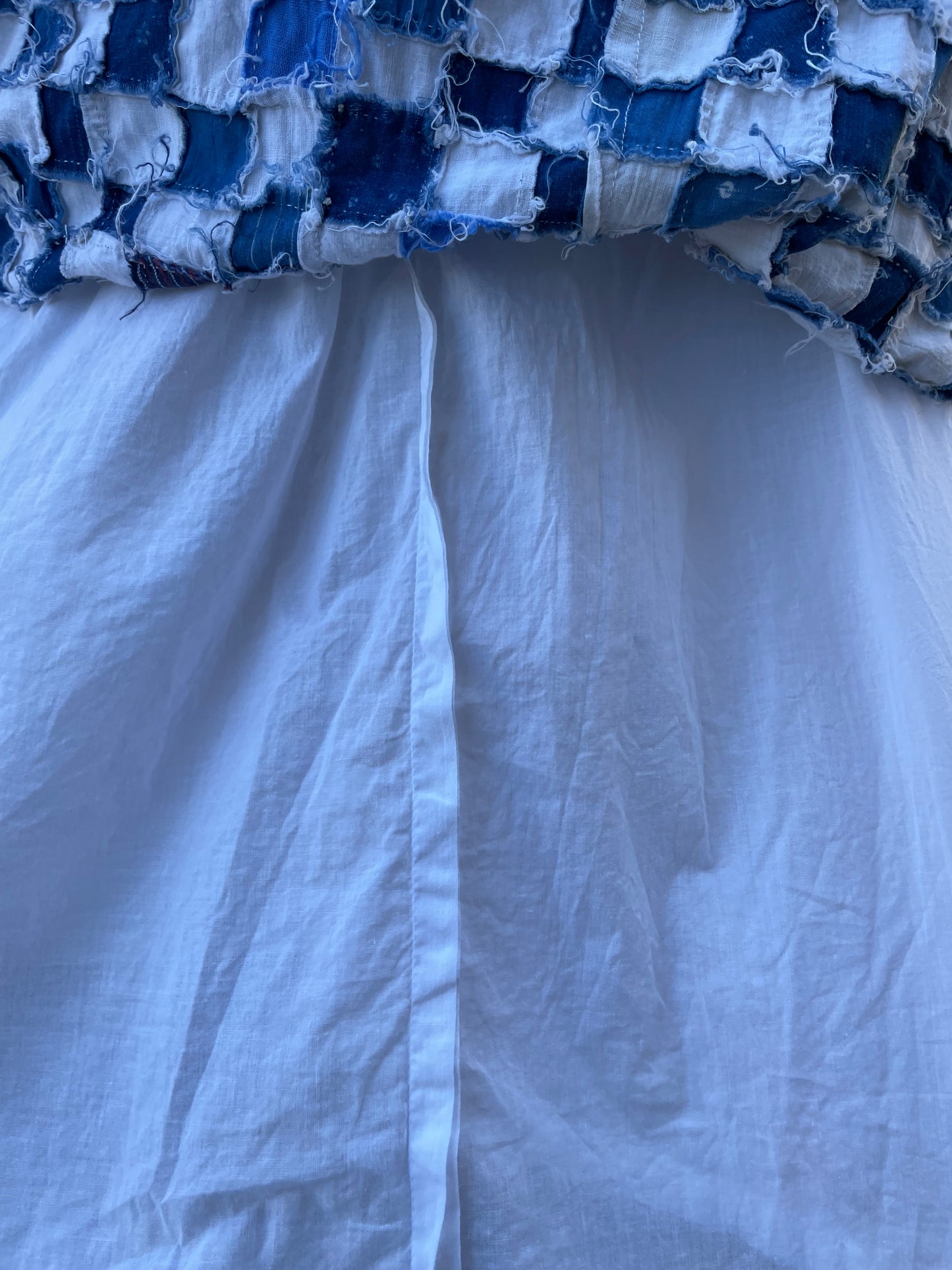 Rare OOAK Folk Antique Indigo Calico Quilt Top Skirt 1960s