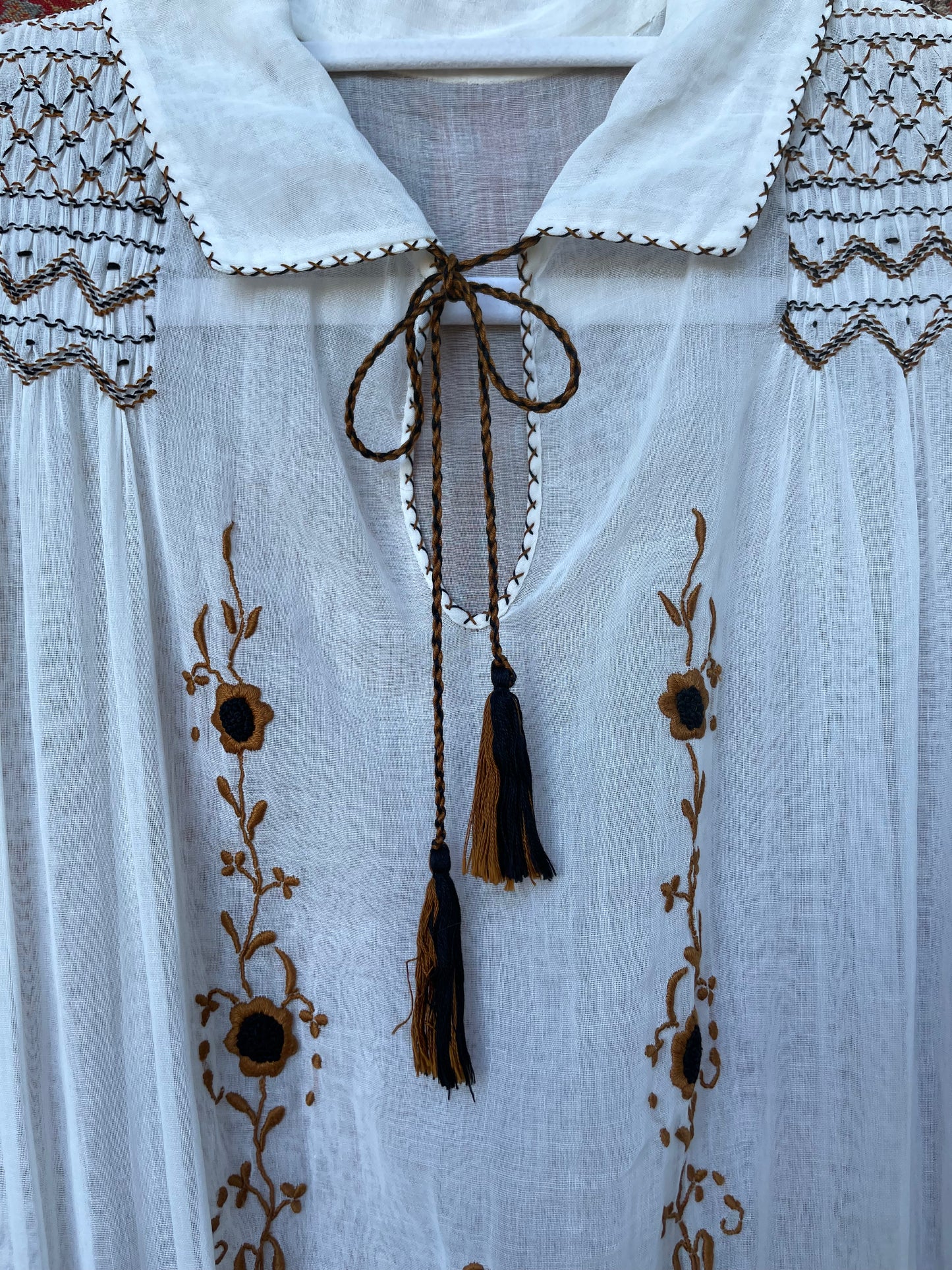 1920s Autumnal Floral Hungarian Dress
