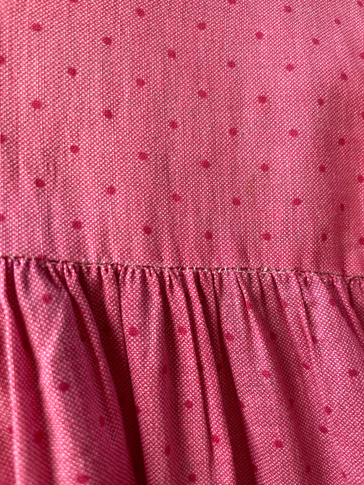 Late 1800s Cinnamon Pink Calico Wrapper Gown