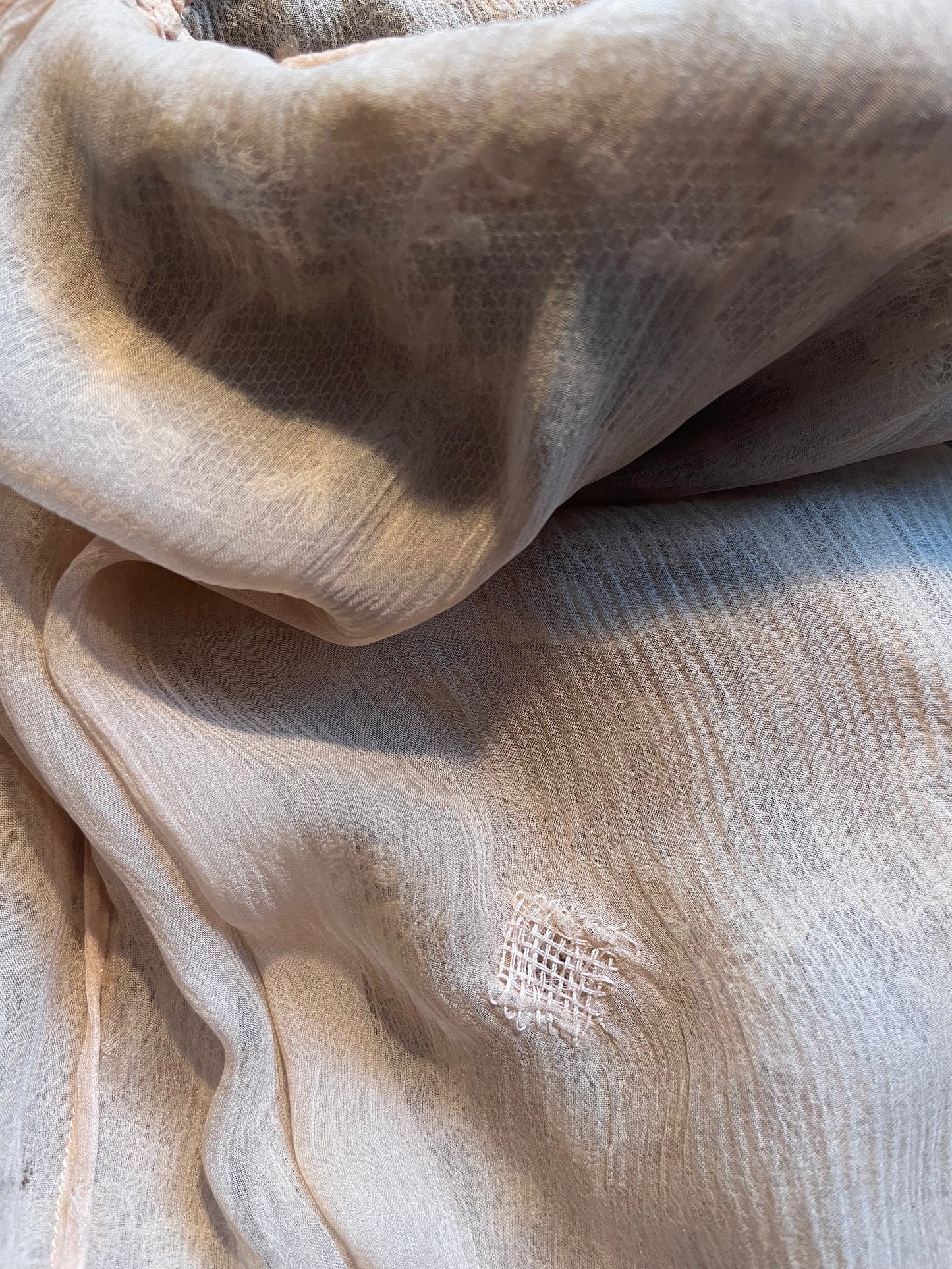 1930s Lace Mink Trim Wrap Peignoir