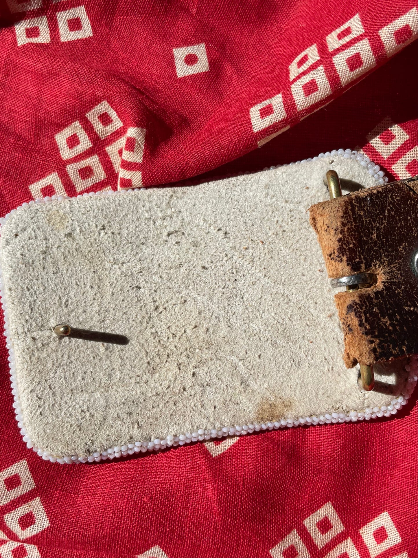 1930s Shoshone Hand Beaded Deerskin Belt Buckle