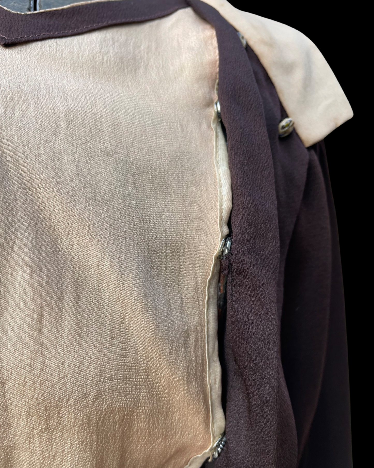 1920s Two Tone Silk Crepe Deco Blouse