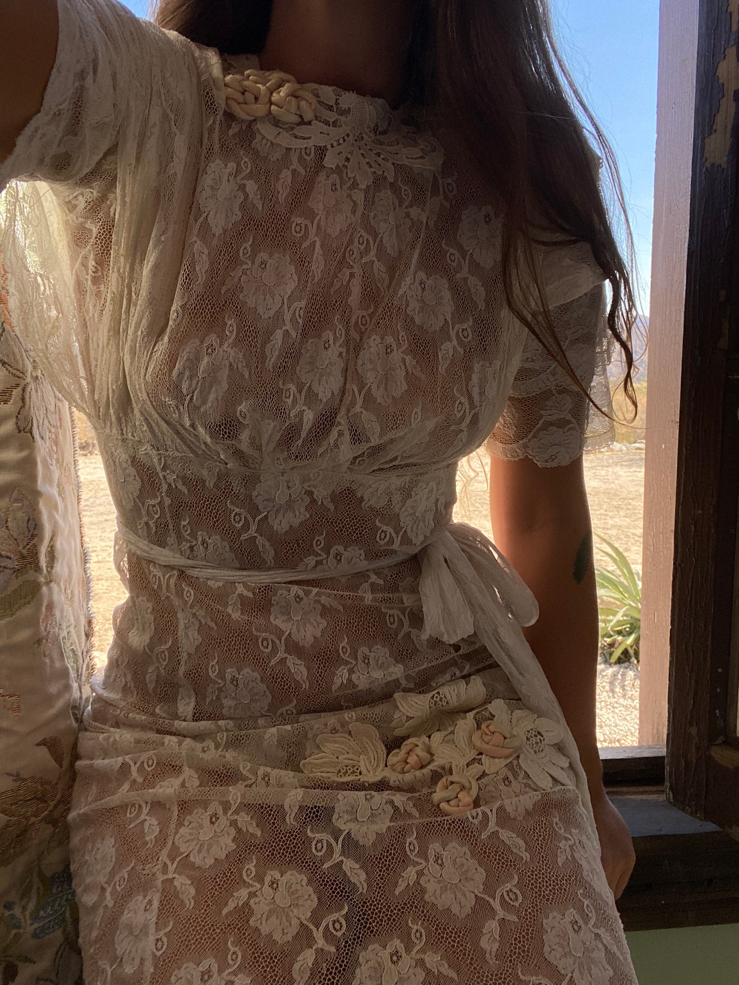 Edwardian Tiered Lace Appliqué Gown