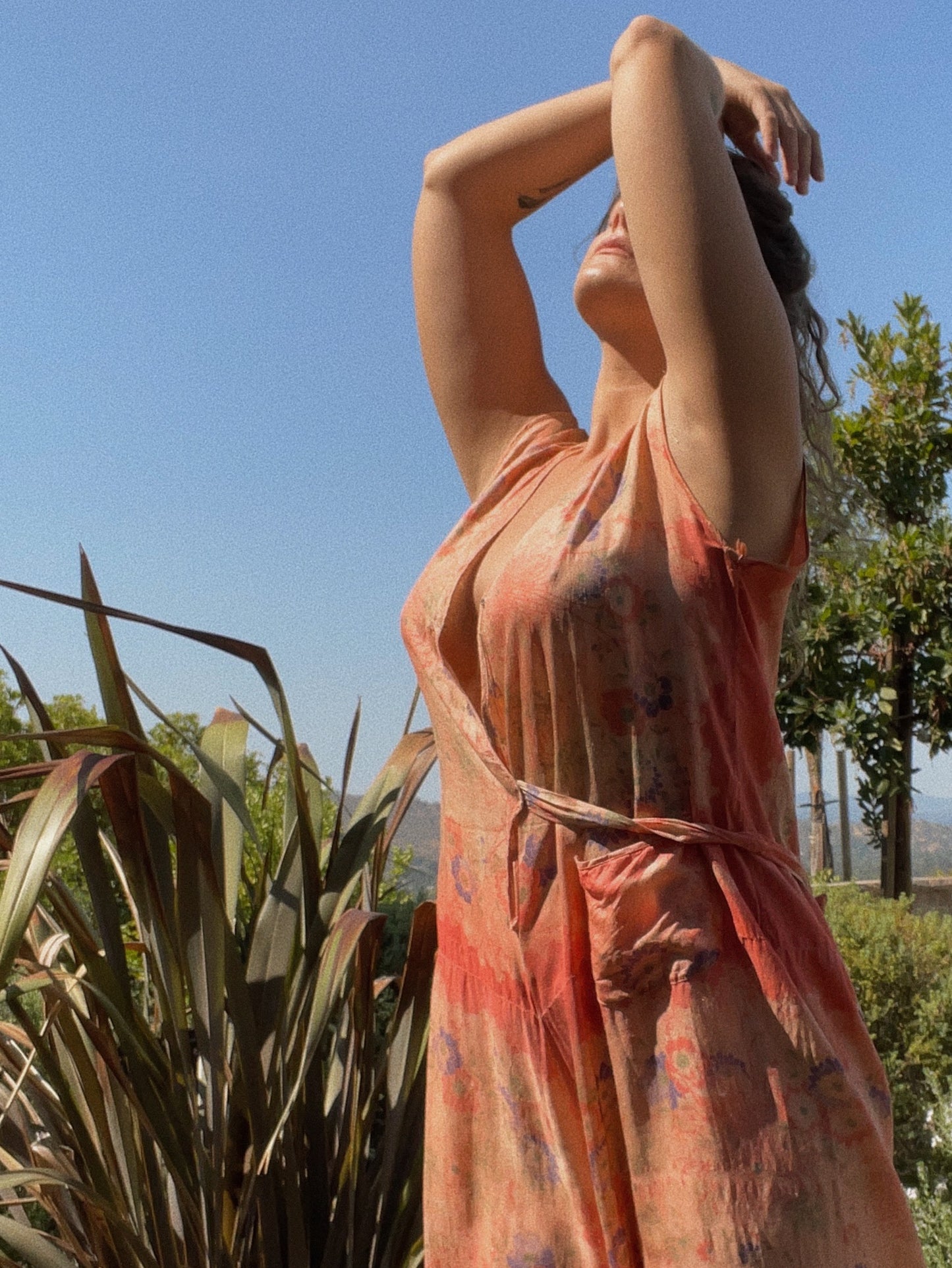 Rare 1920s Faded Pink Pongee Silk Beach Pajamas
