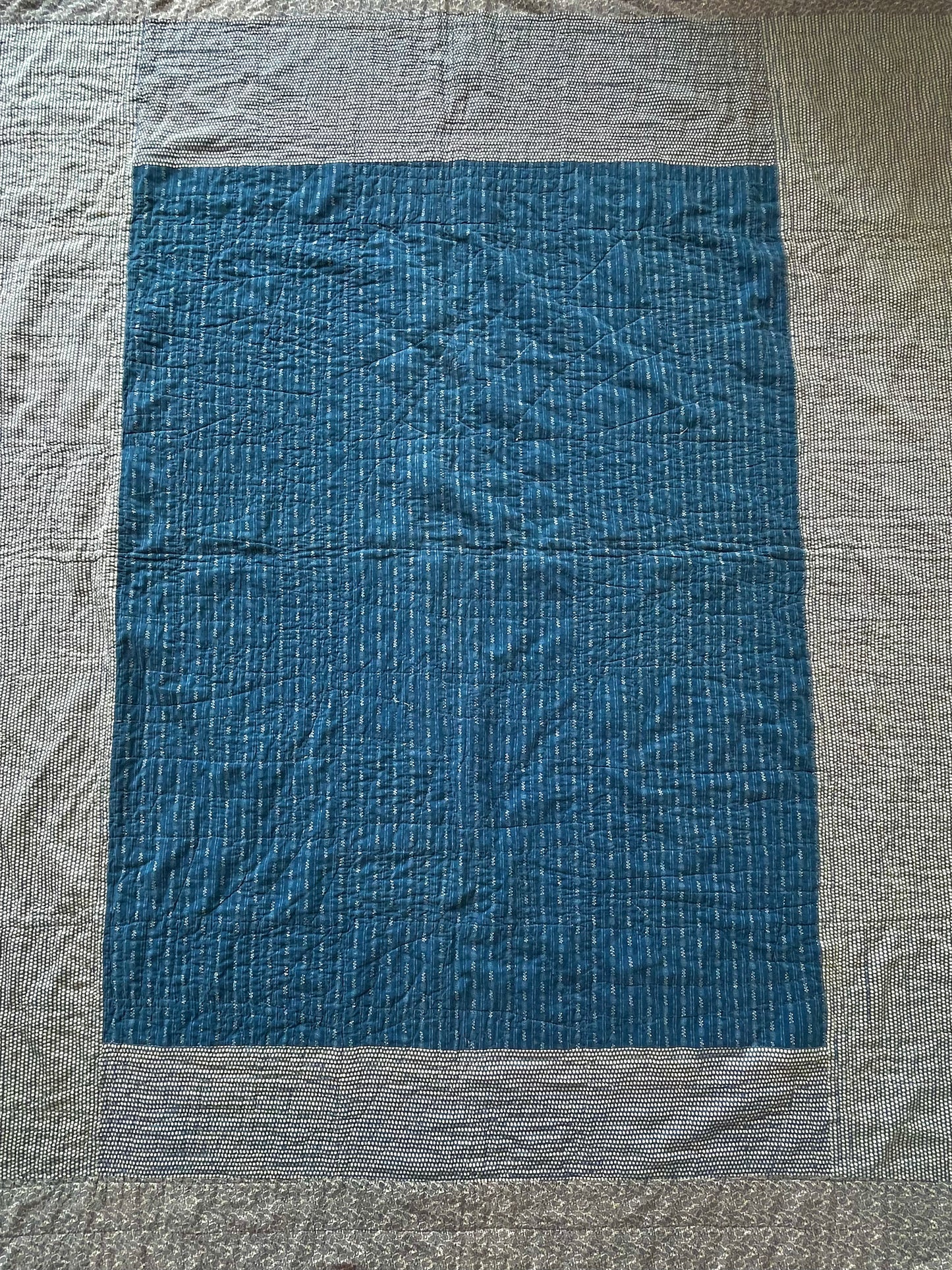 Antique 19th Century Folk Art Cotton Crazy Quilt