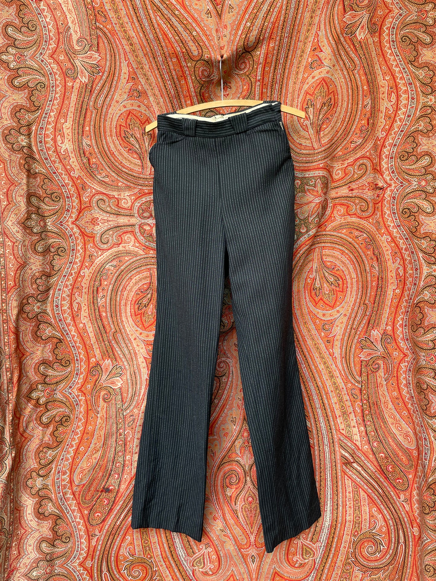 1950s Side Zip Western Pinstripe Wool Trousers