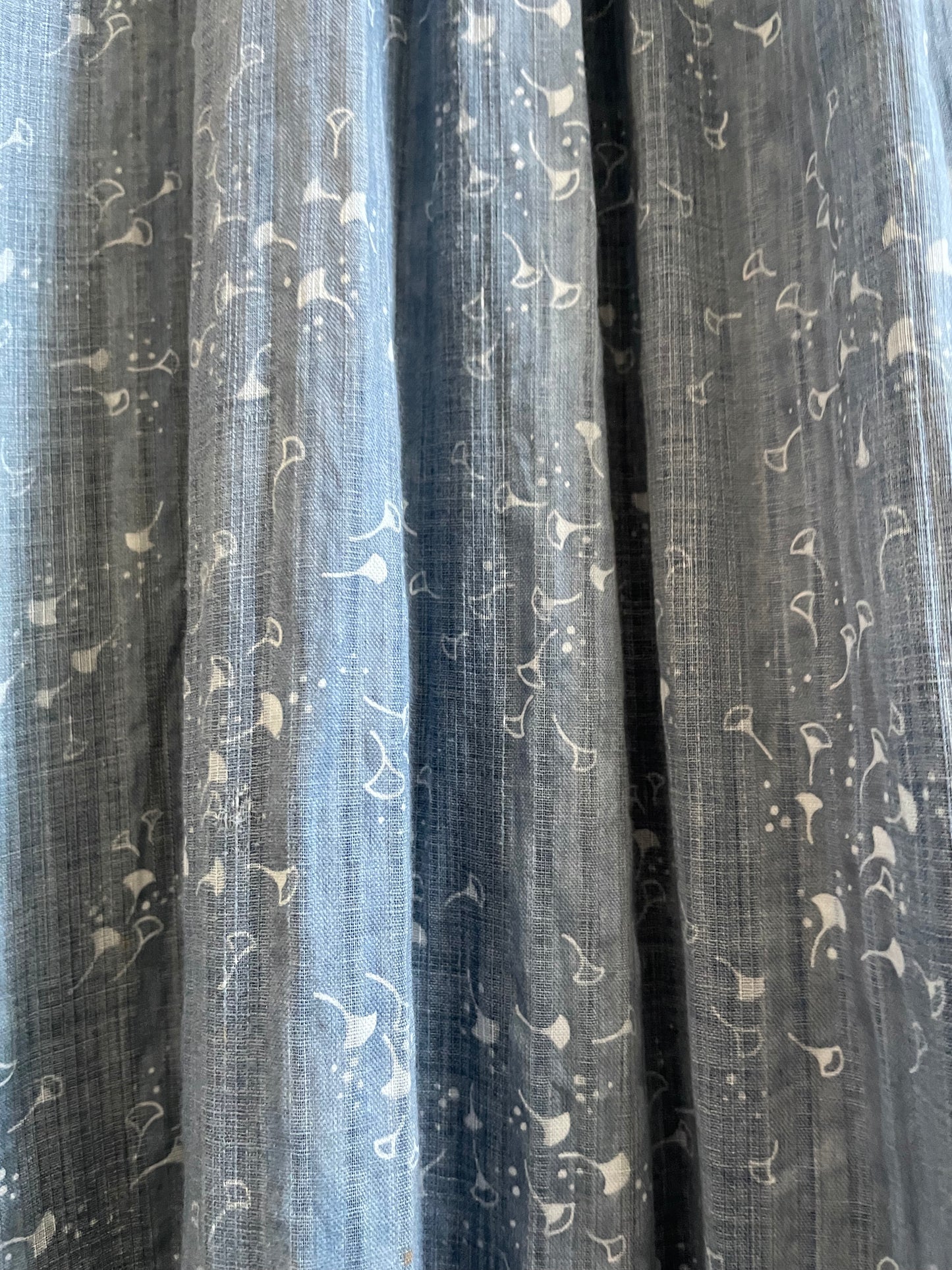 Antique Victorian Indigo Calico Flounce Wrapper Dress