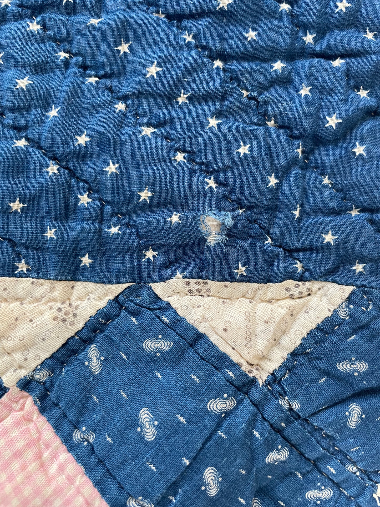 Early 1900s Calico Patchwork Hand Stitched Quilt