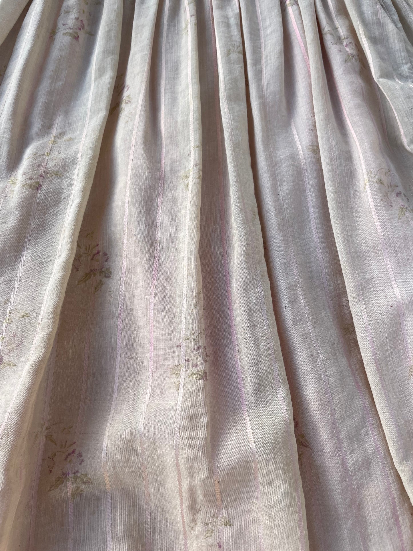 Edwardian Fine Printed Cotton Muslin Pouf Sleeve Dress
