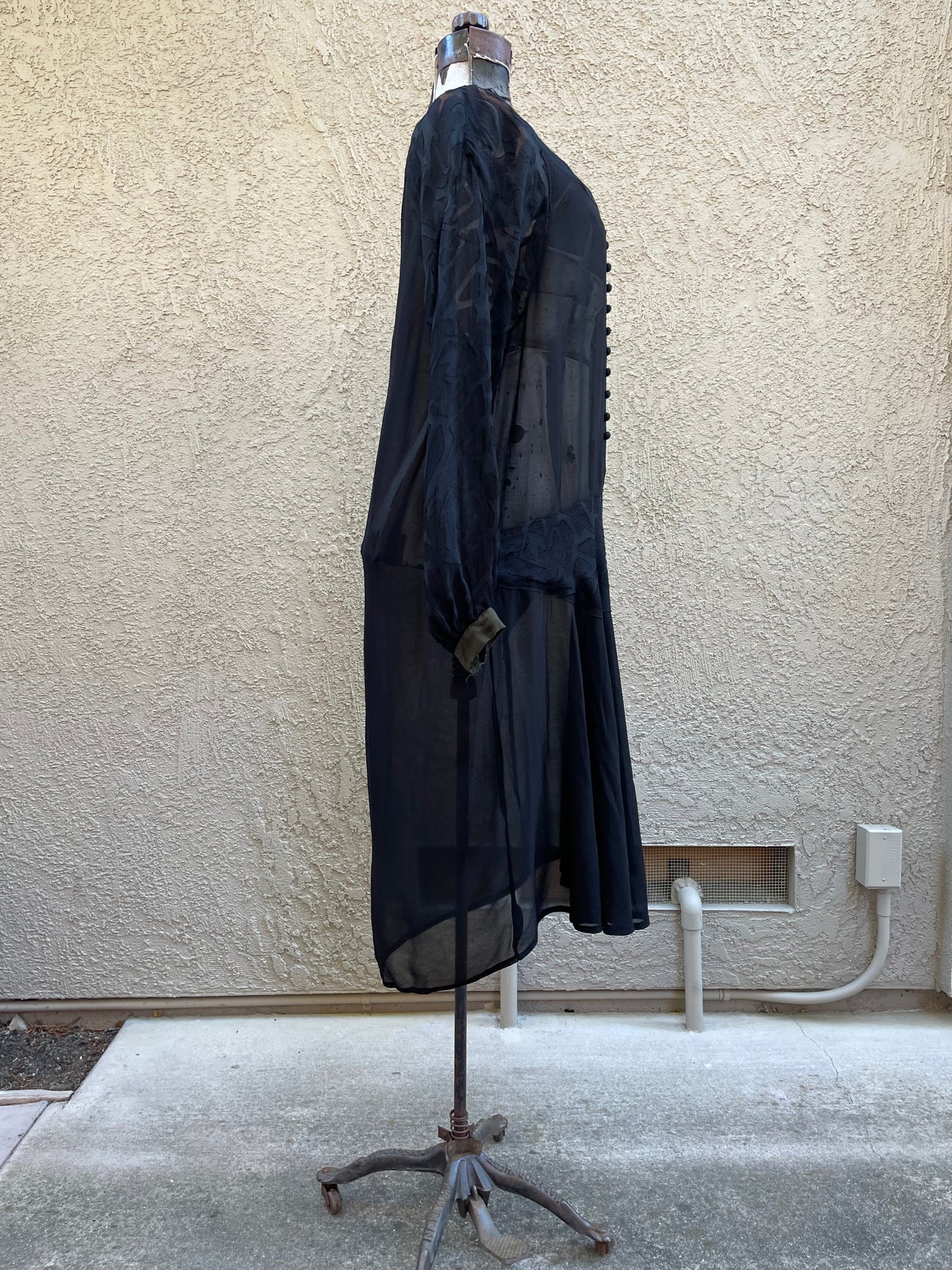 1920s Drop Waist Chiffon Ballon Sleeve Dress