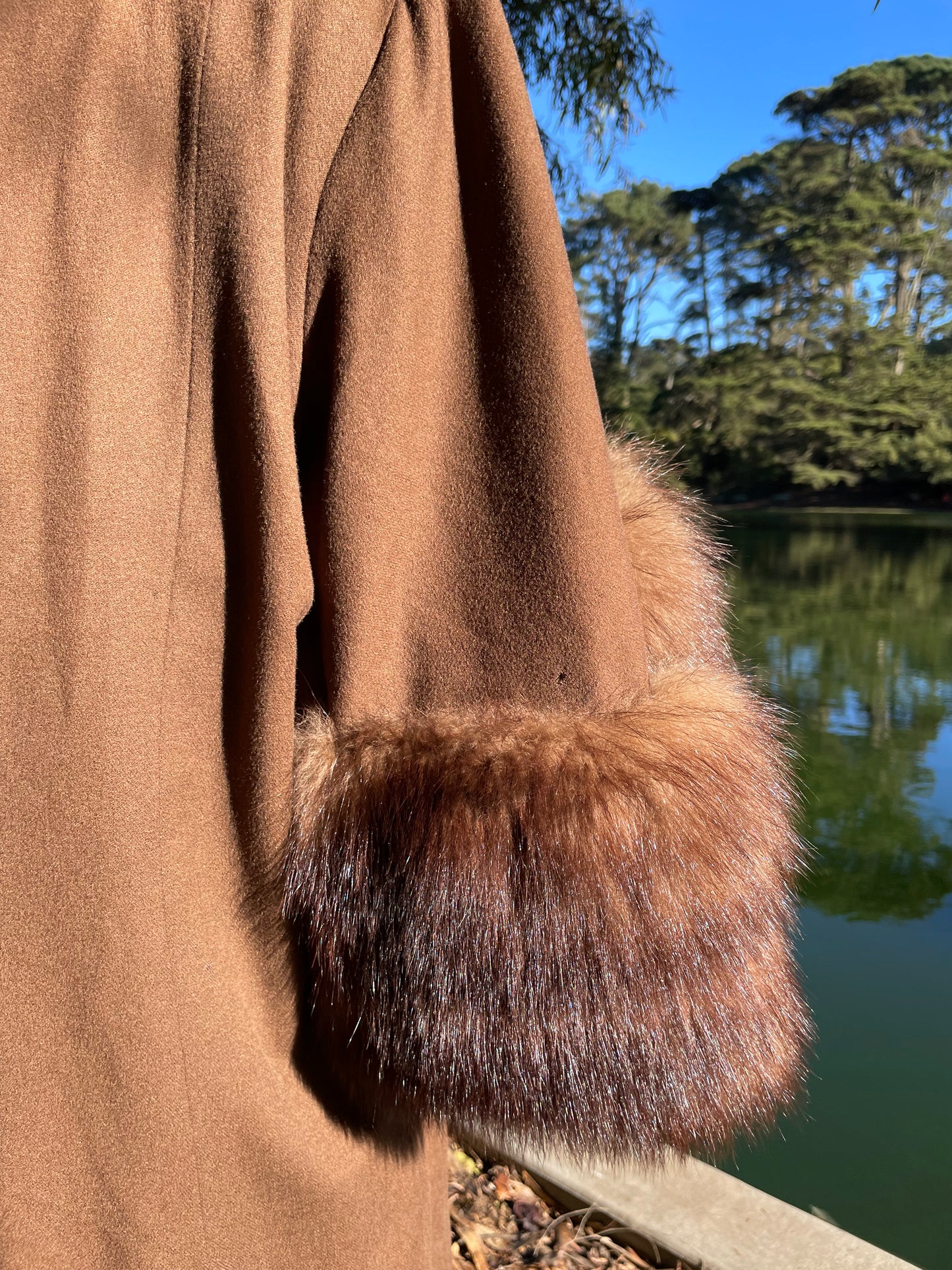 1940s Made In Paris Wool & Fur Trim Swing Coat