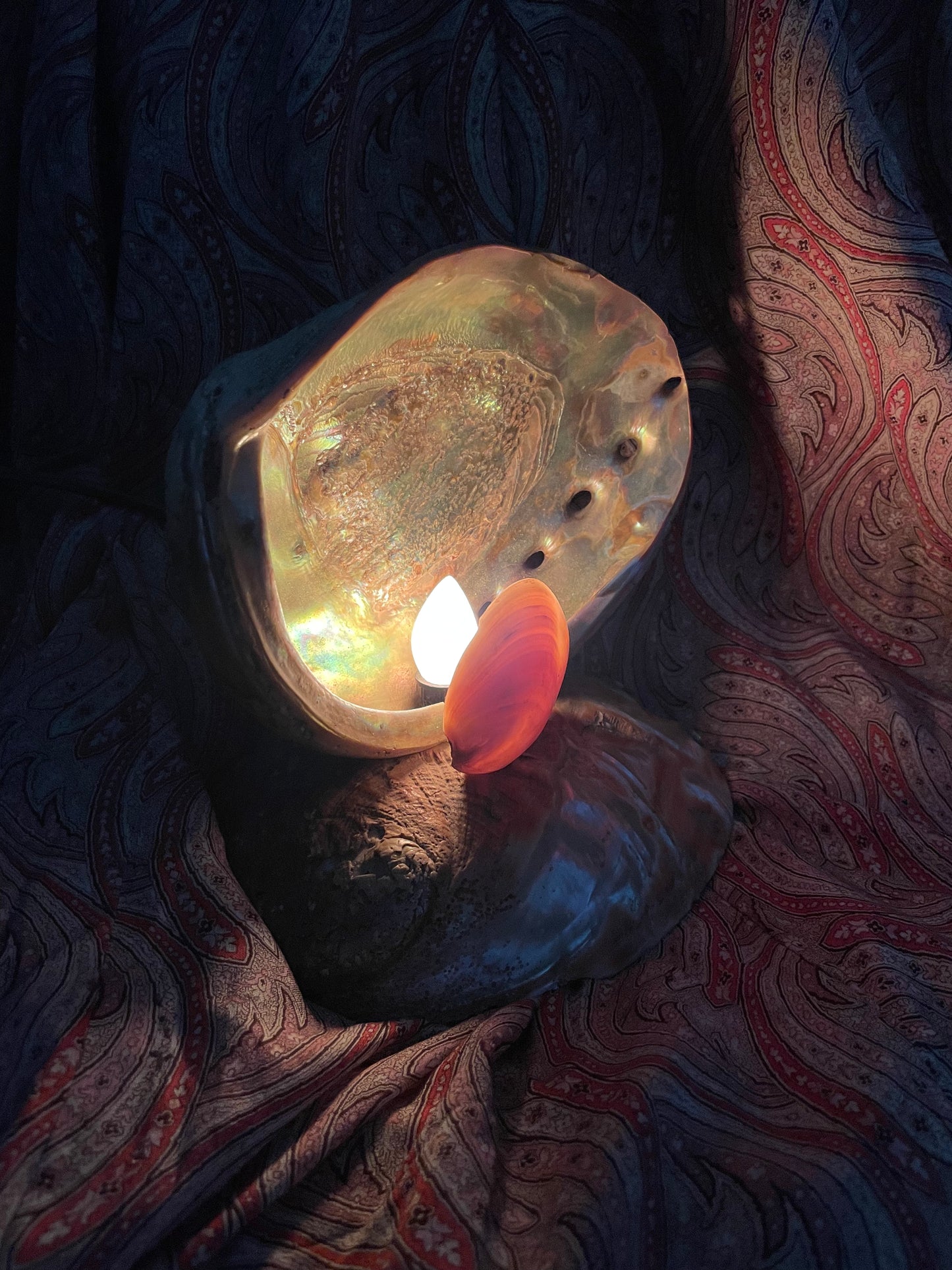 Antique 1930s Abalone Shell Art Nouveau Table Top Lamp