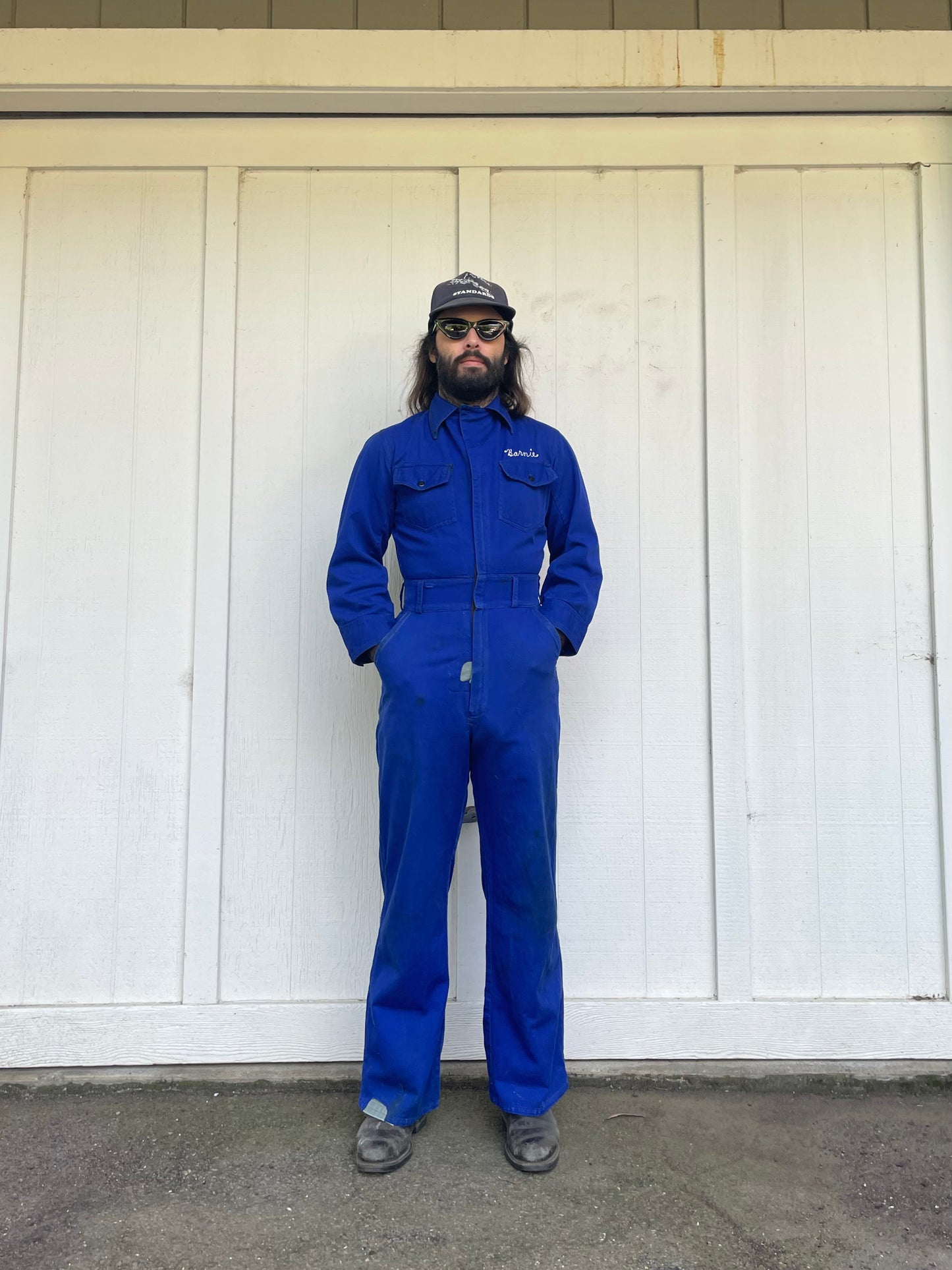 RARE ‘Barnie’( His + Hers ) Chainstiched 1930s/1940s Indigo Motorcycle Coveralls