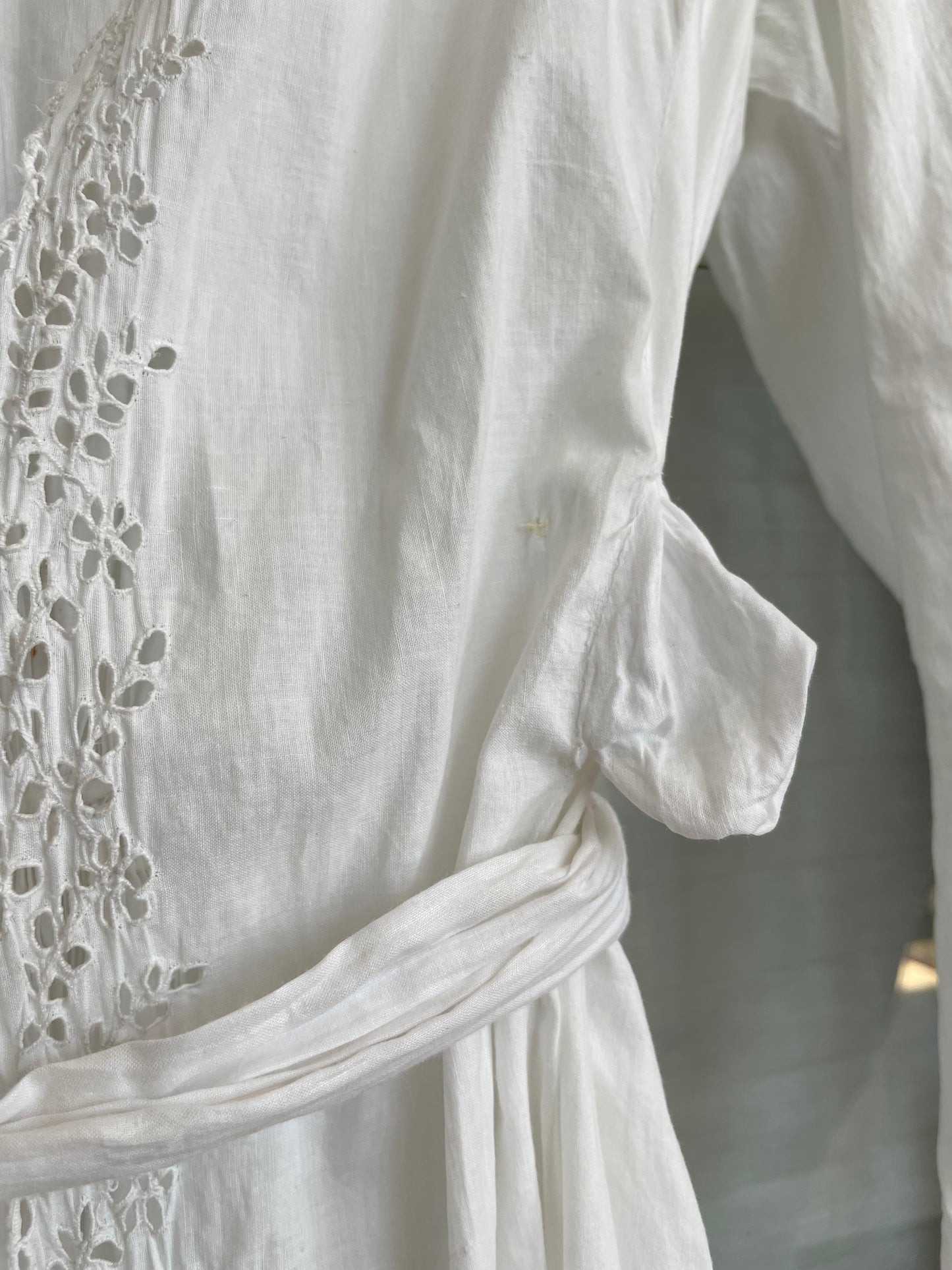 Antique Victorian Cotton Eyelet Trained Trousseau