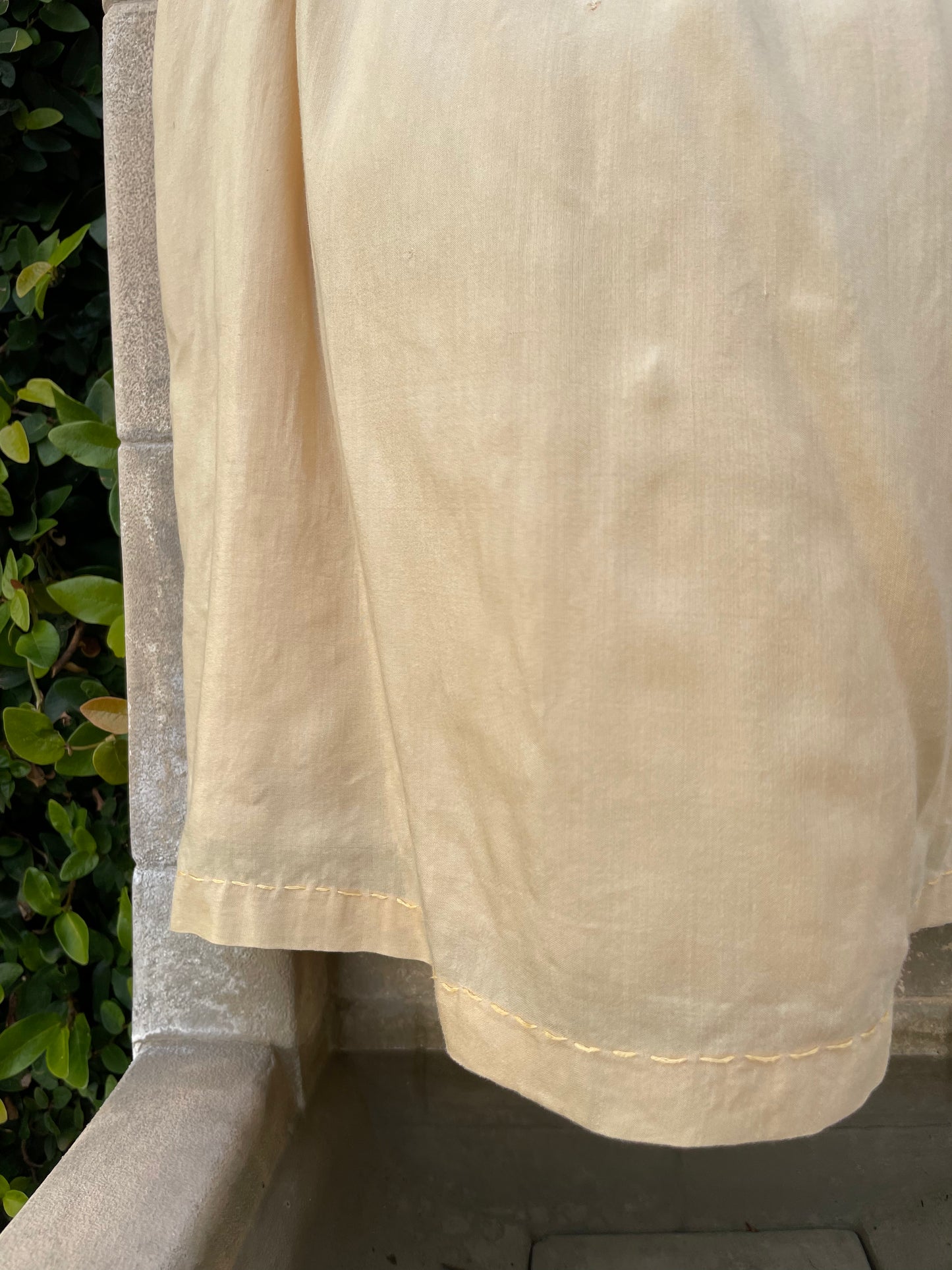 1920s Baby Yellow Embroidered Babydoll Silk Tunic