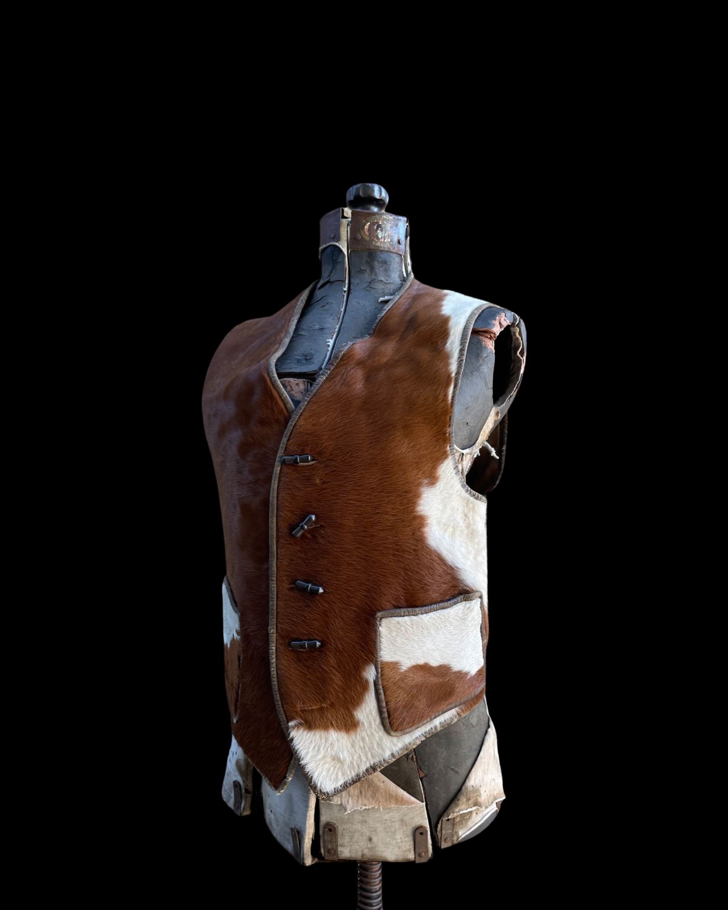 1940s Hair-On-Cowhide Fringe Leather Western Vest