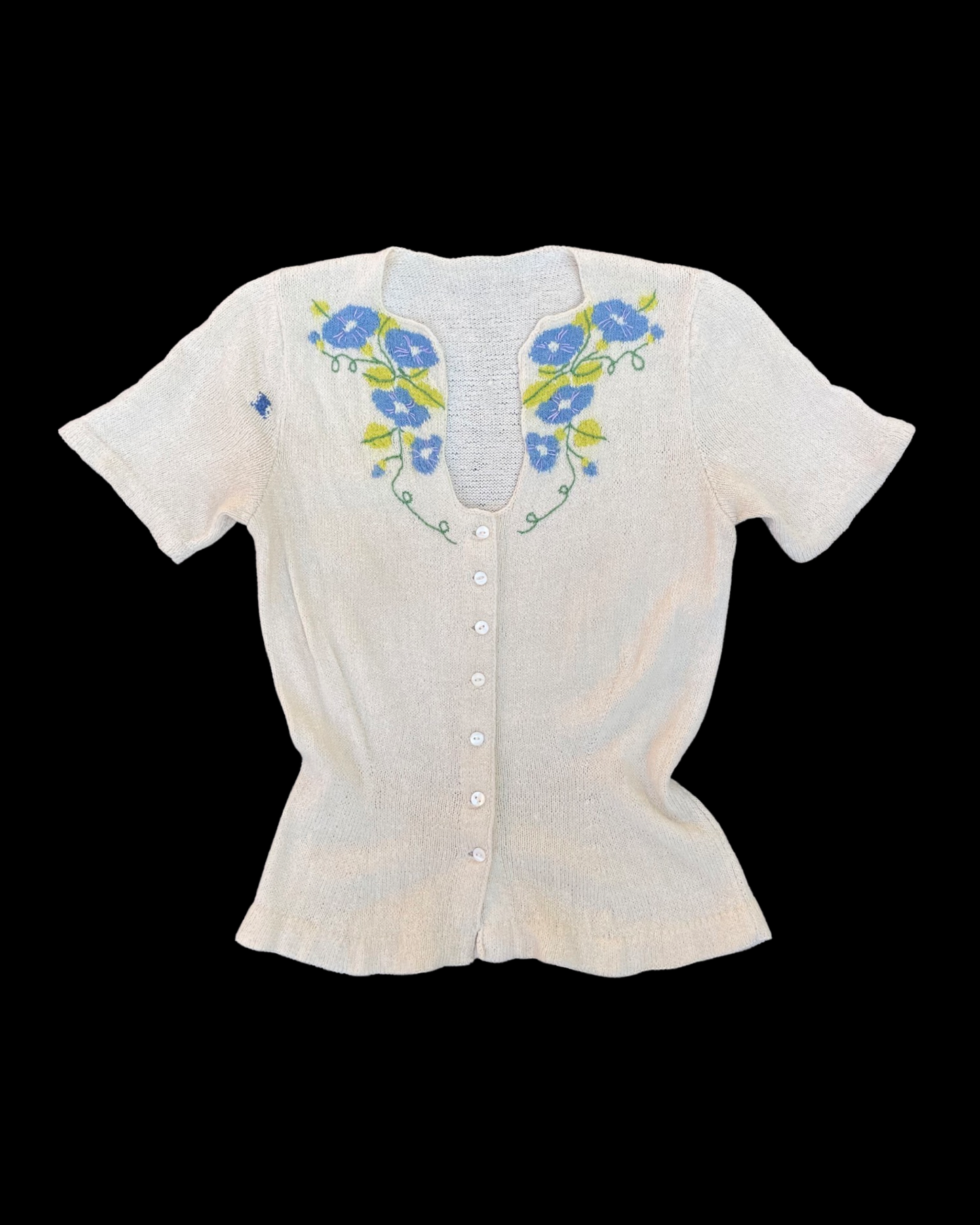 1940 Embroidered Rayon Knit Button Front