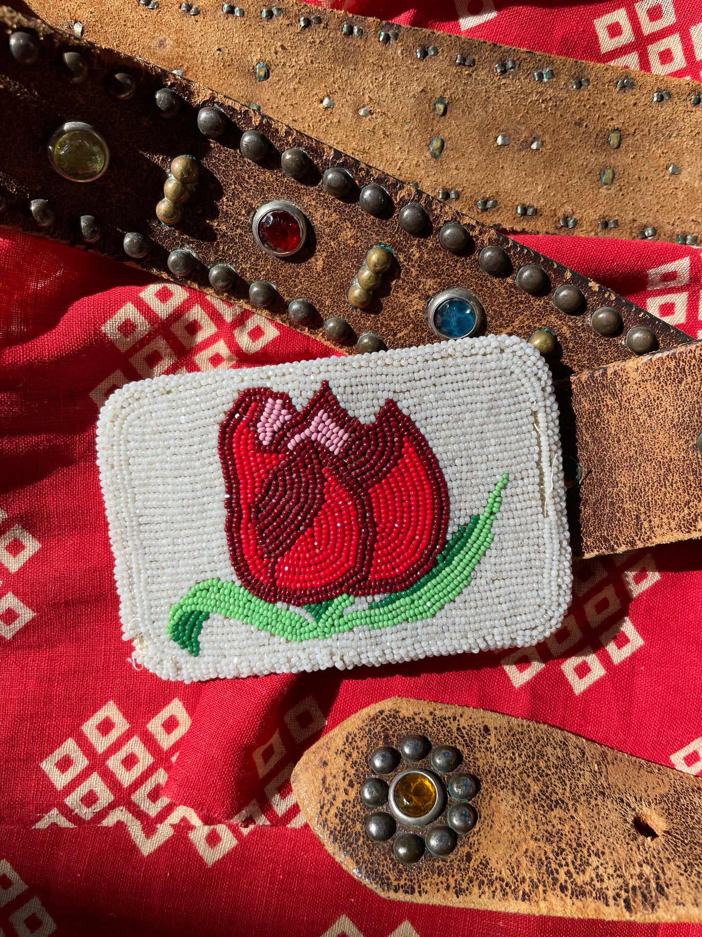 1930s Shoshone Hand Beaded Deerskin Belt Buckle