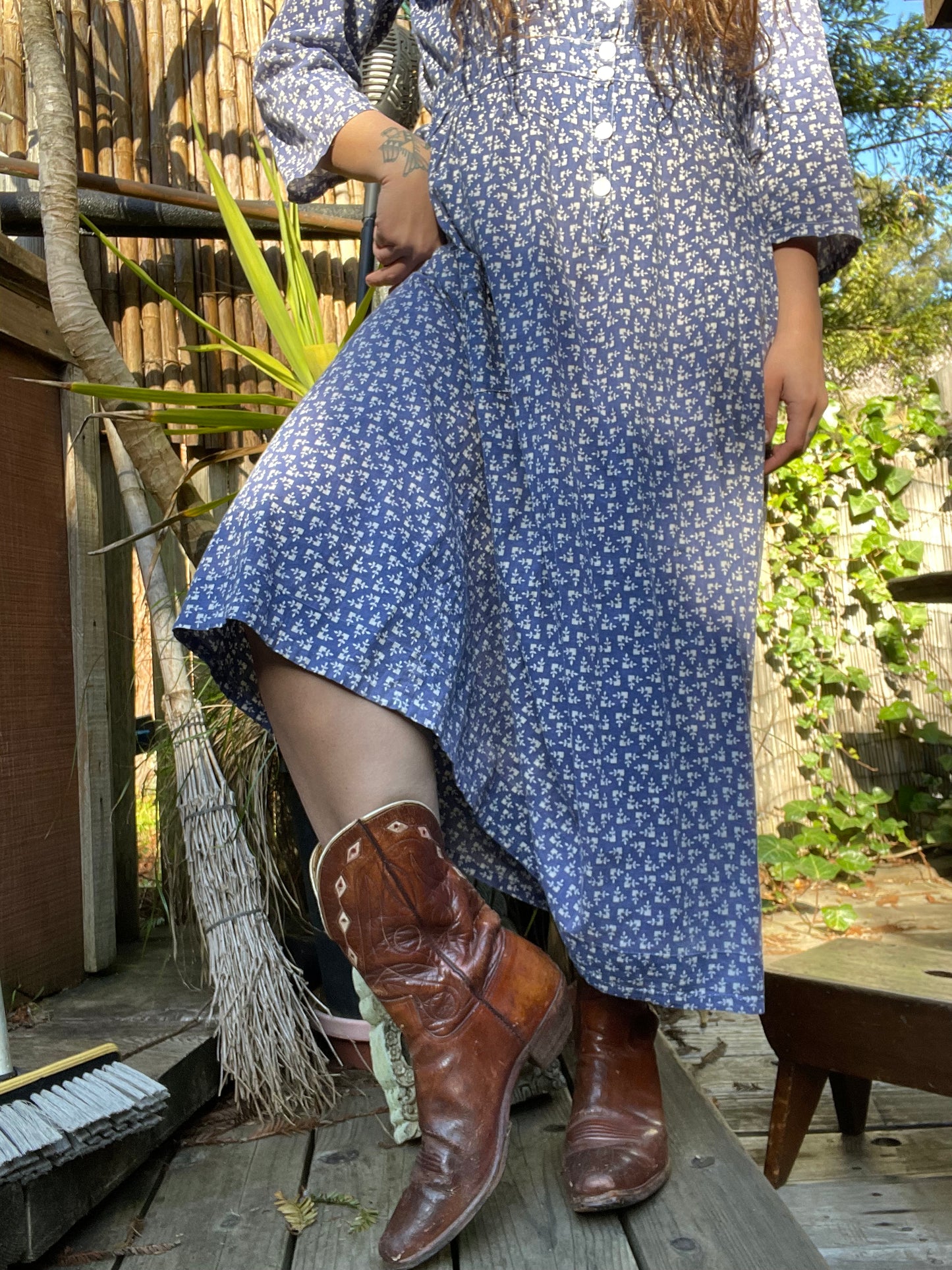 1940s Inlay Leather Pull Tab PeeWee Cowboy Boots