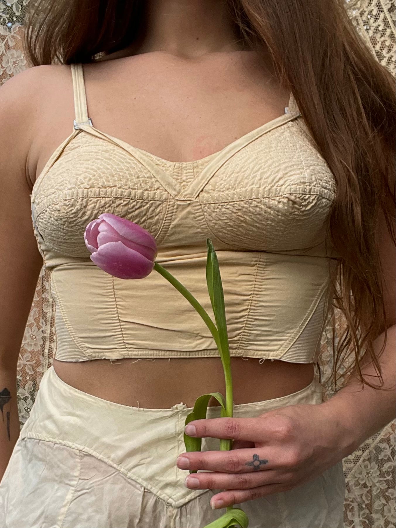 1950s Pale Peach Longline Bullet Bra