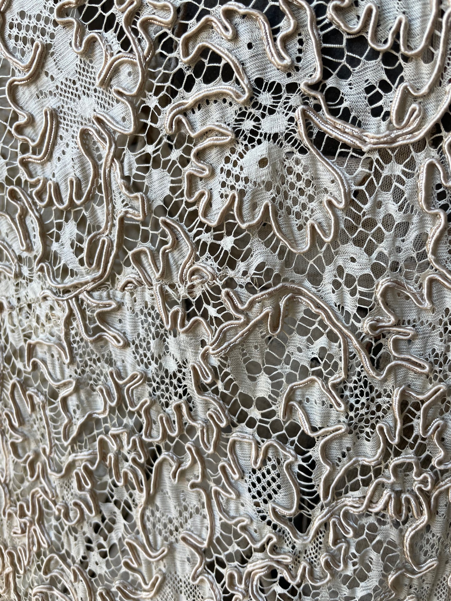 Antique Ecru Lace Soutache Robe Style Jacket