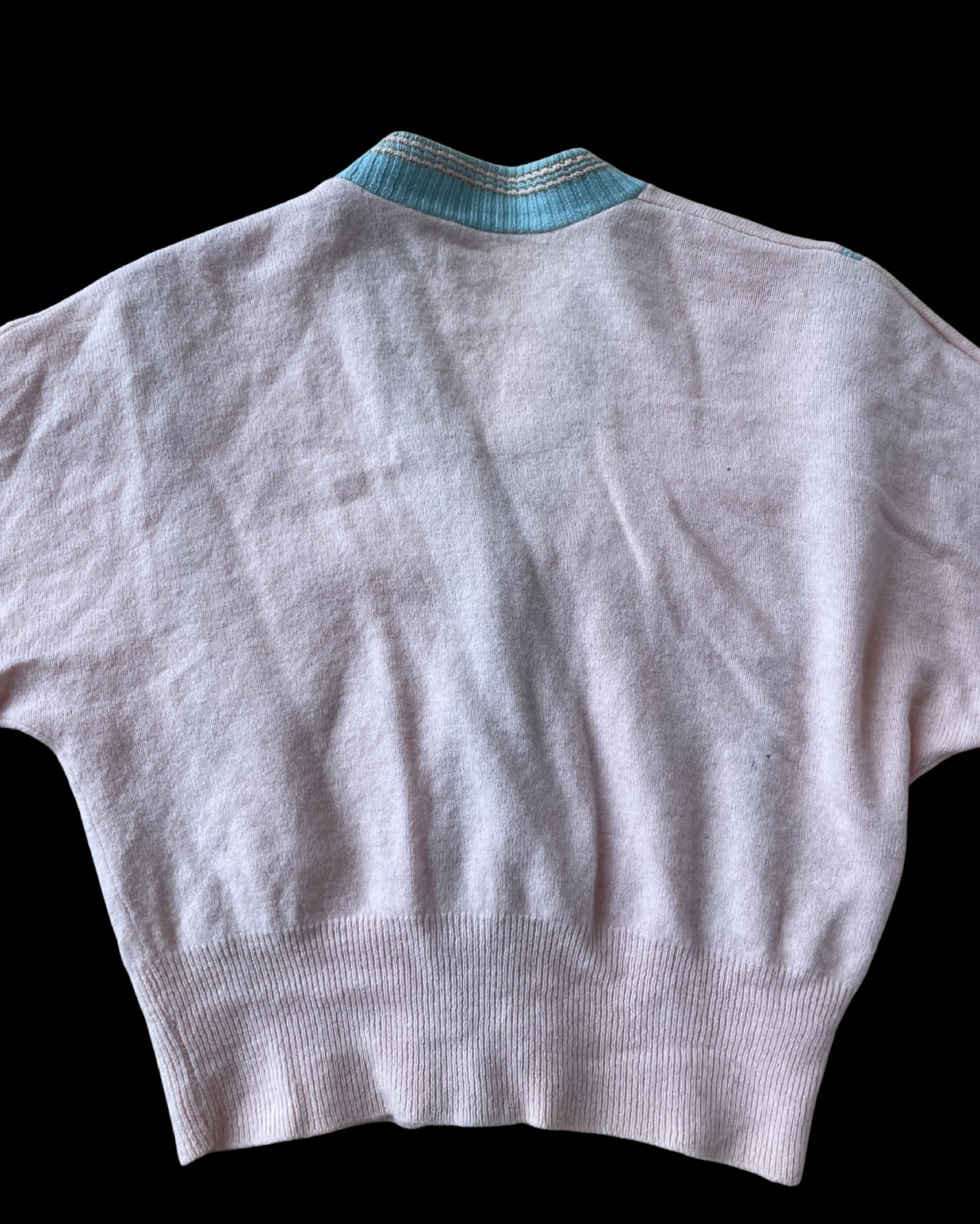 1940s Cropped Baby Pink Knit Cardigan