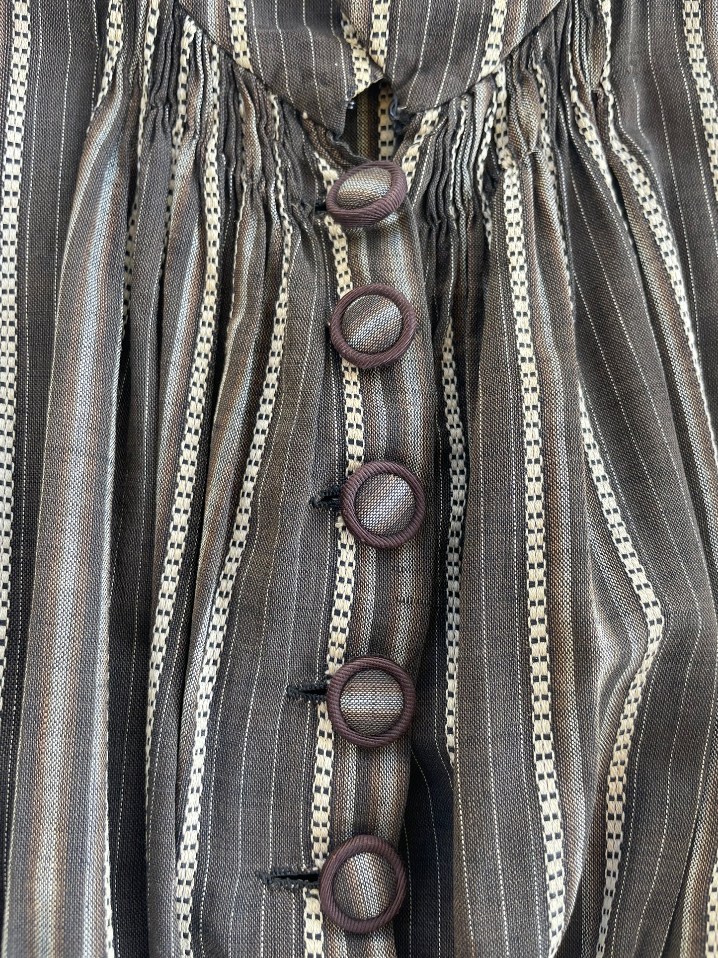 1880s Striped Calico Day Dress