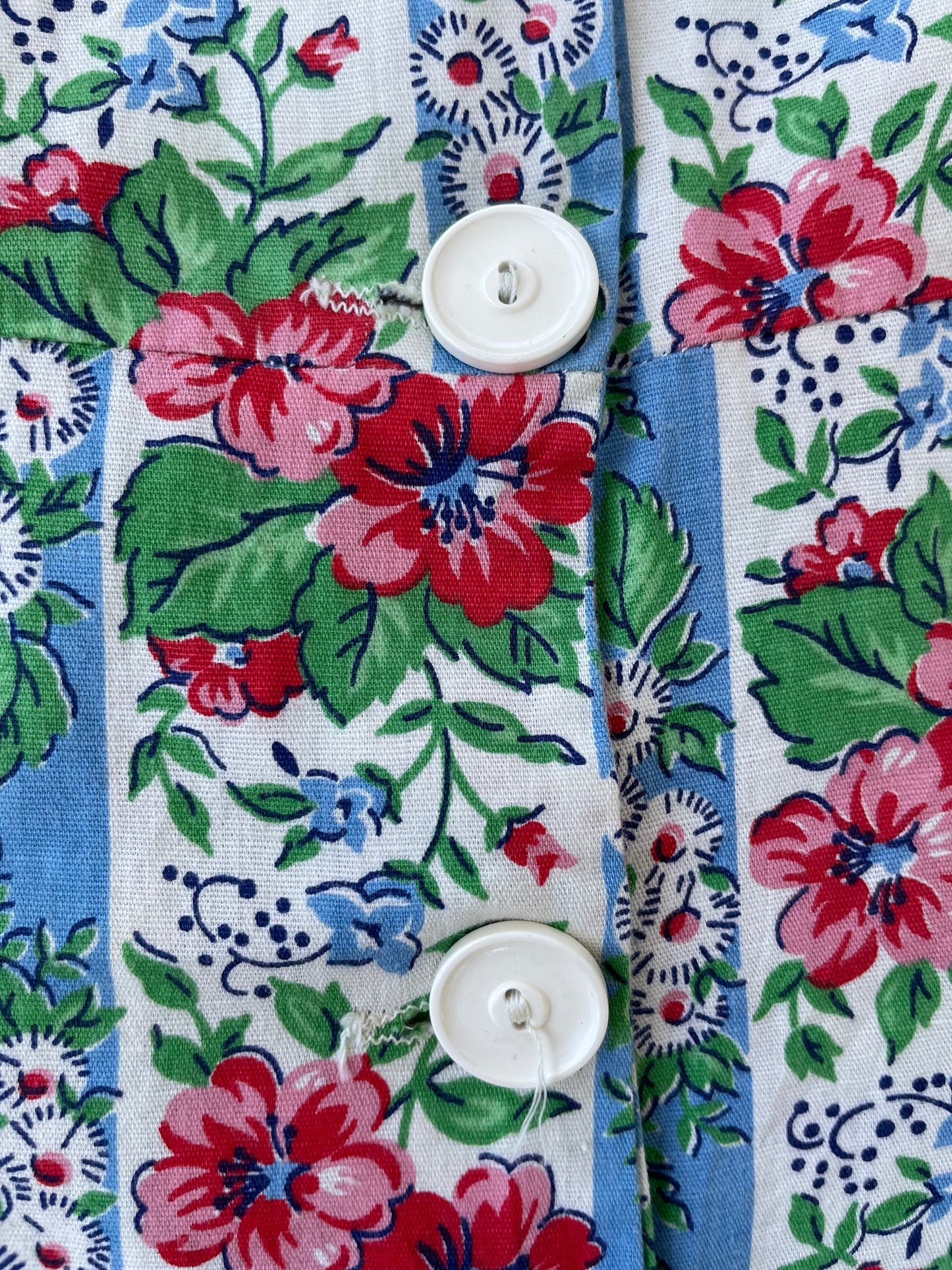 1940s Floral Cotton Button Front Playsuit