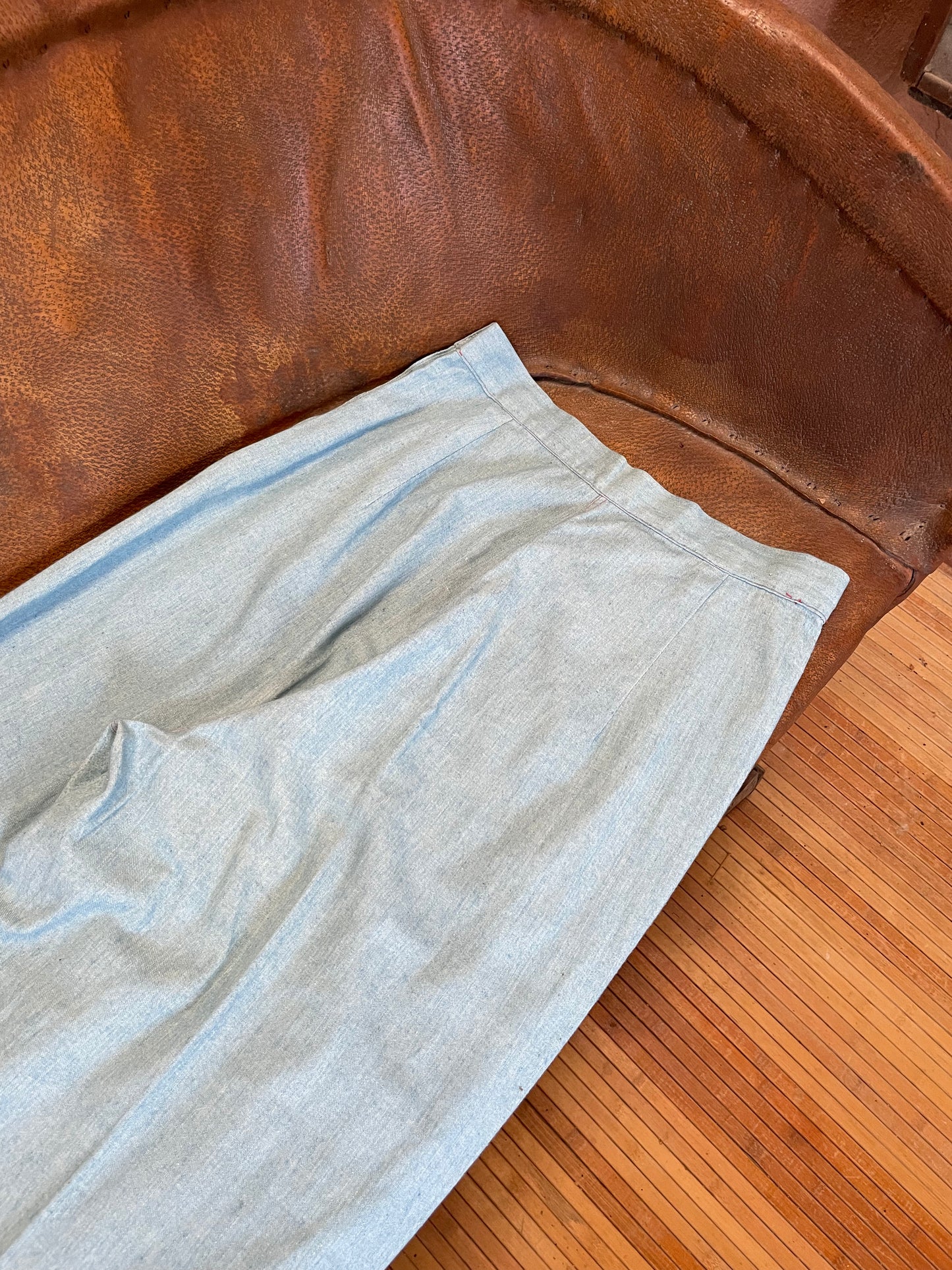 1940s Side Button Chambray Pants
