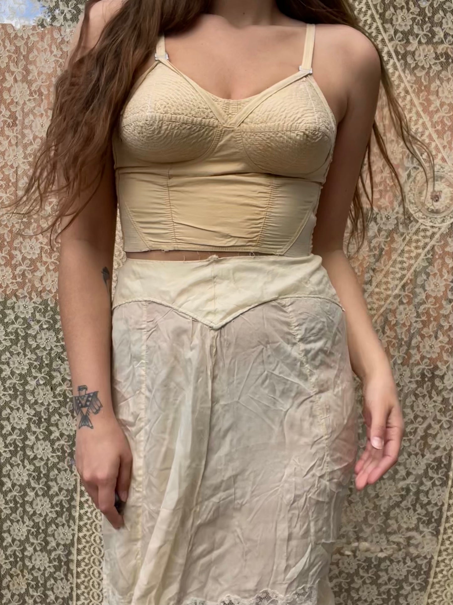 1950s Pale Peach Longline Bullet Bra